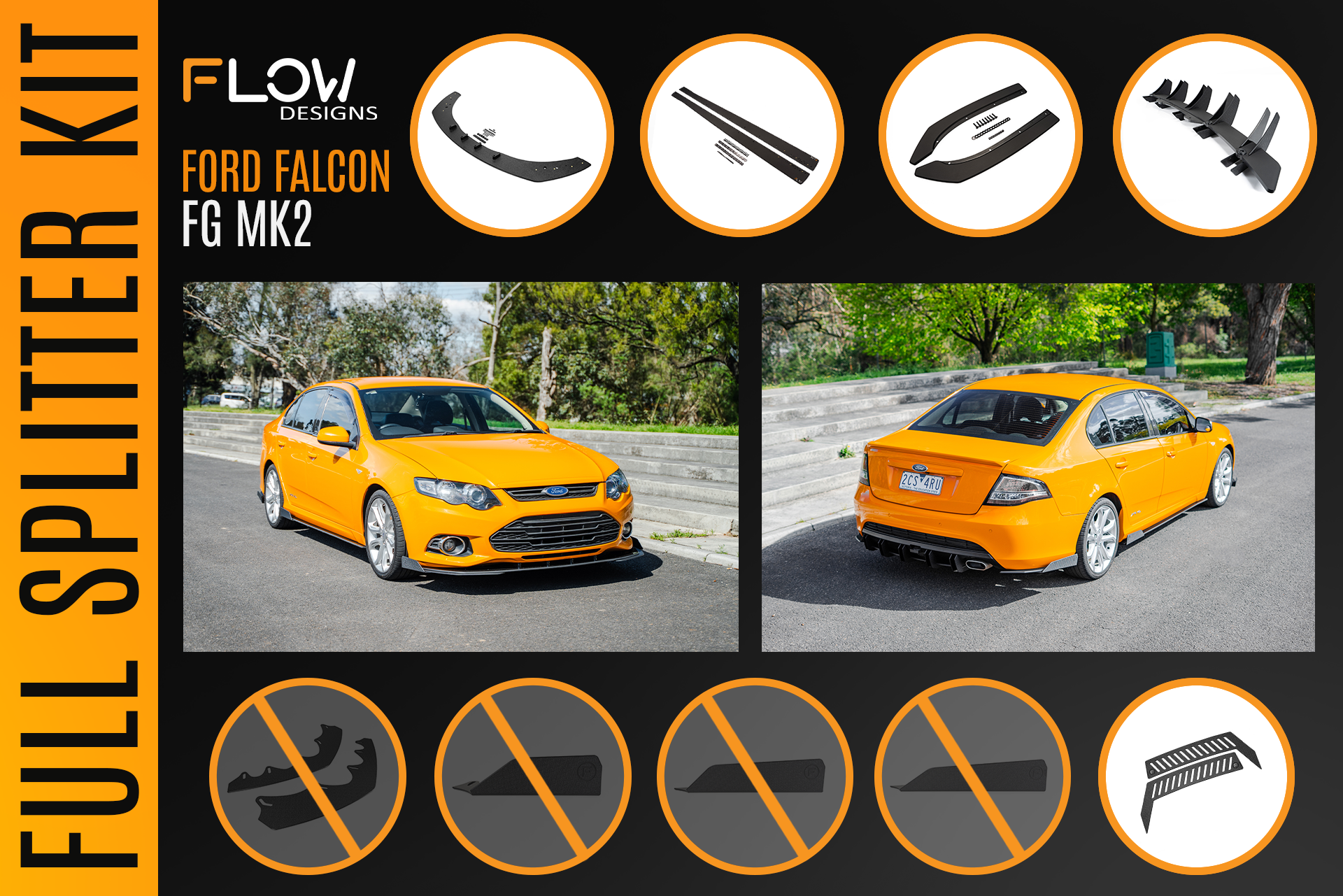 Ford Falcon FG MK2 Full Lip Splitter Set