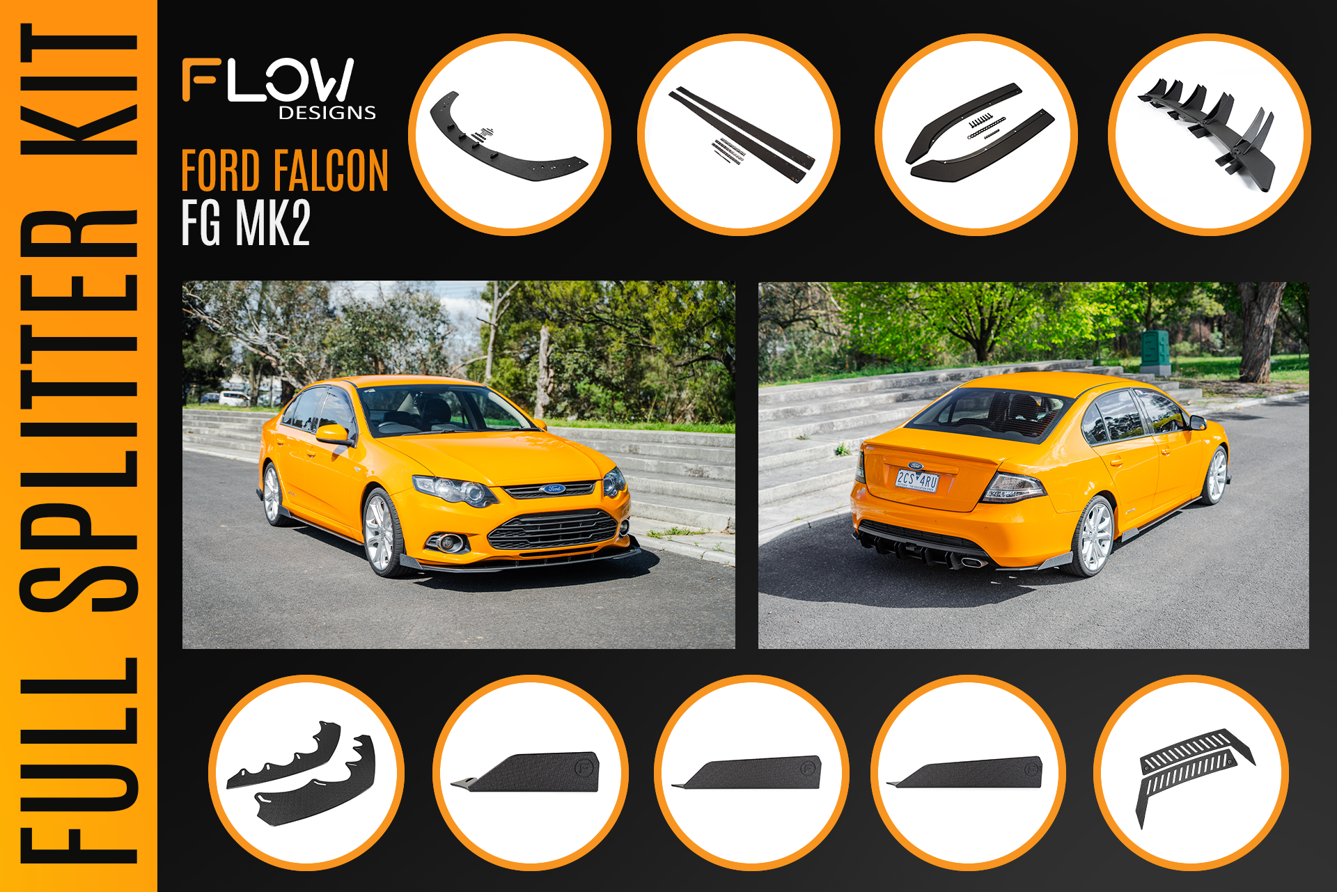 Ford Falcon FG MK2 Full Lip Splitter Set