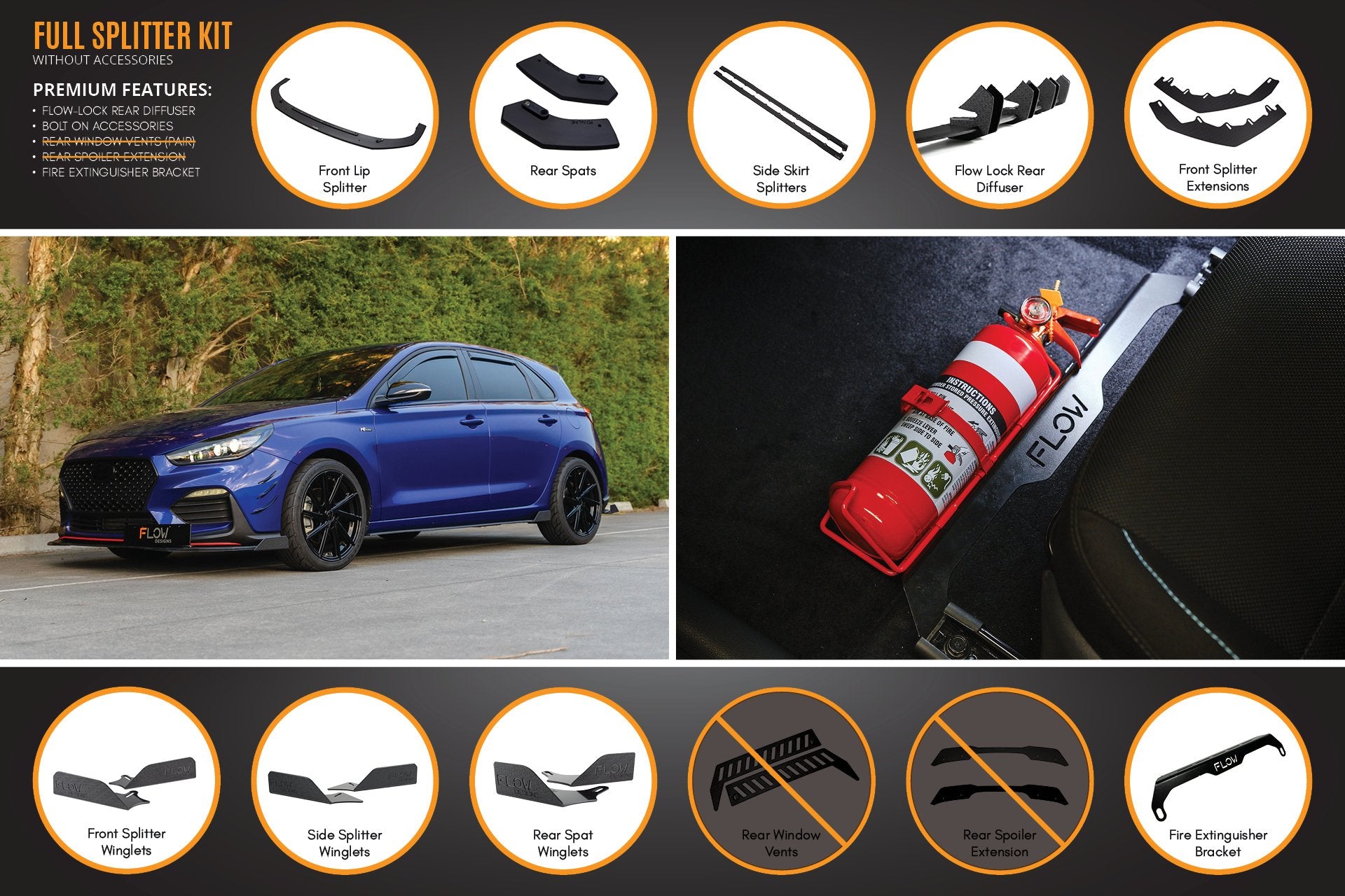 i30 N Line Hatch PD (2018-2023) Full Splitter Lip Set