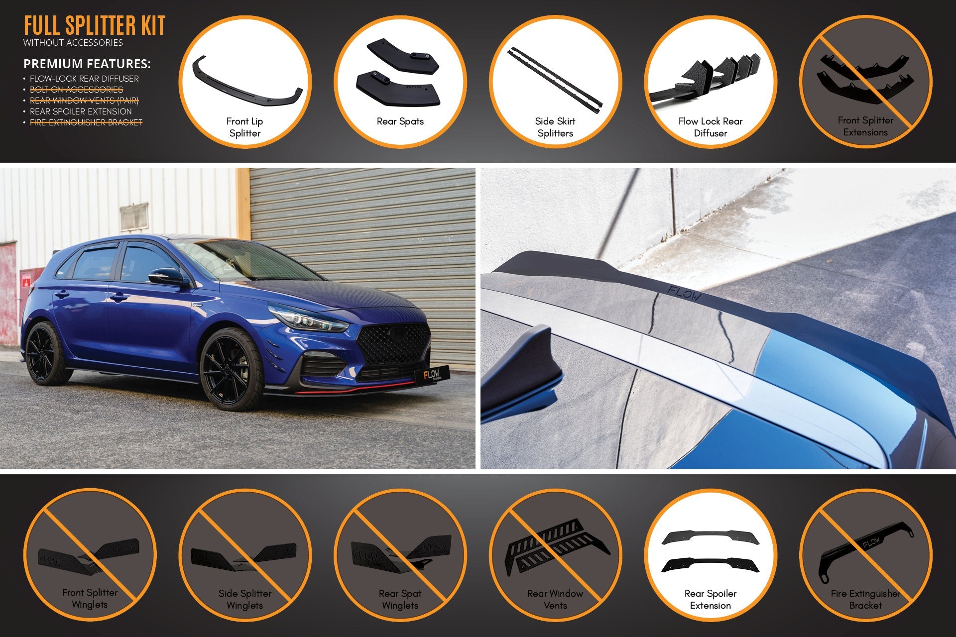 i30 N Line Hatch PD (2018-2023) Full Splitter Lip Set
