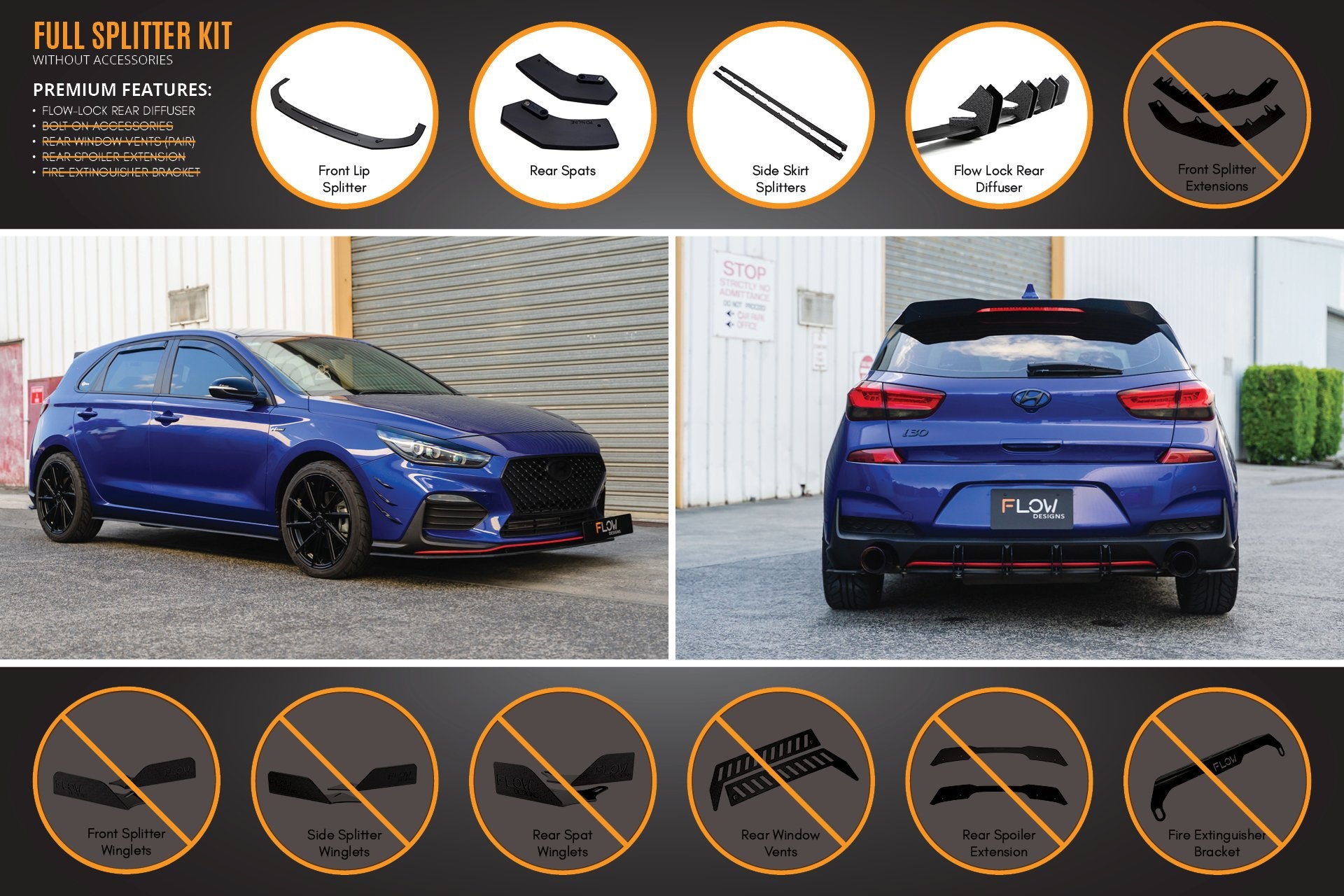 i30 N Line Hatch PD (2018-2023) Full Splitter Lip Set