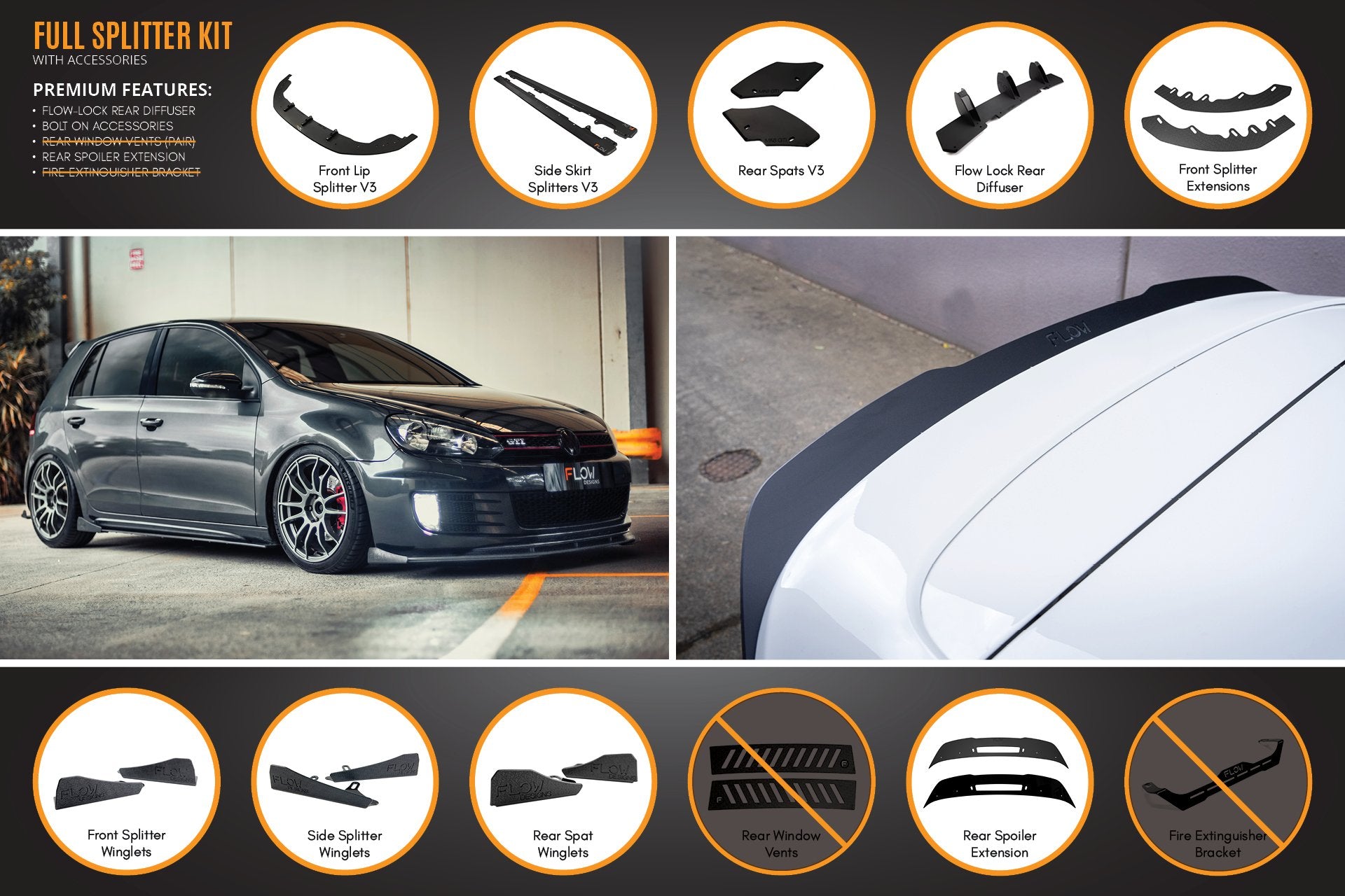 MK6 Golf GTI Full Lip Splitter Set