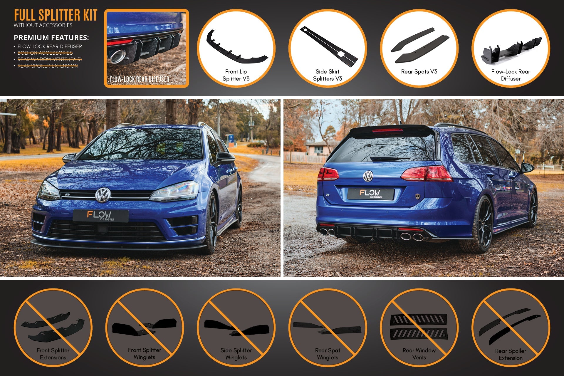 MK7 Golf R Wagon - Full Lip Splitter Set