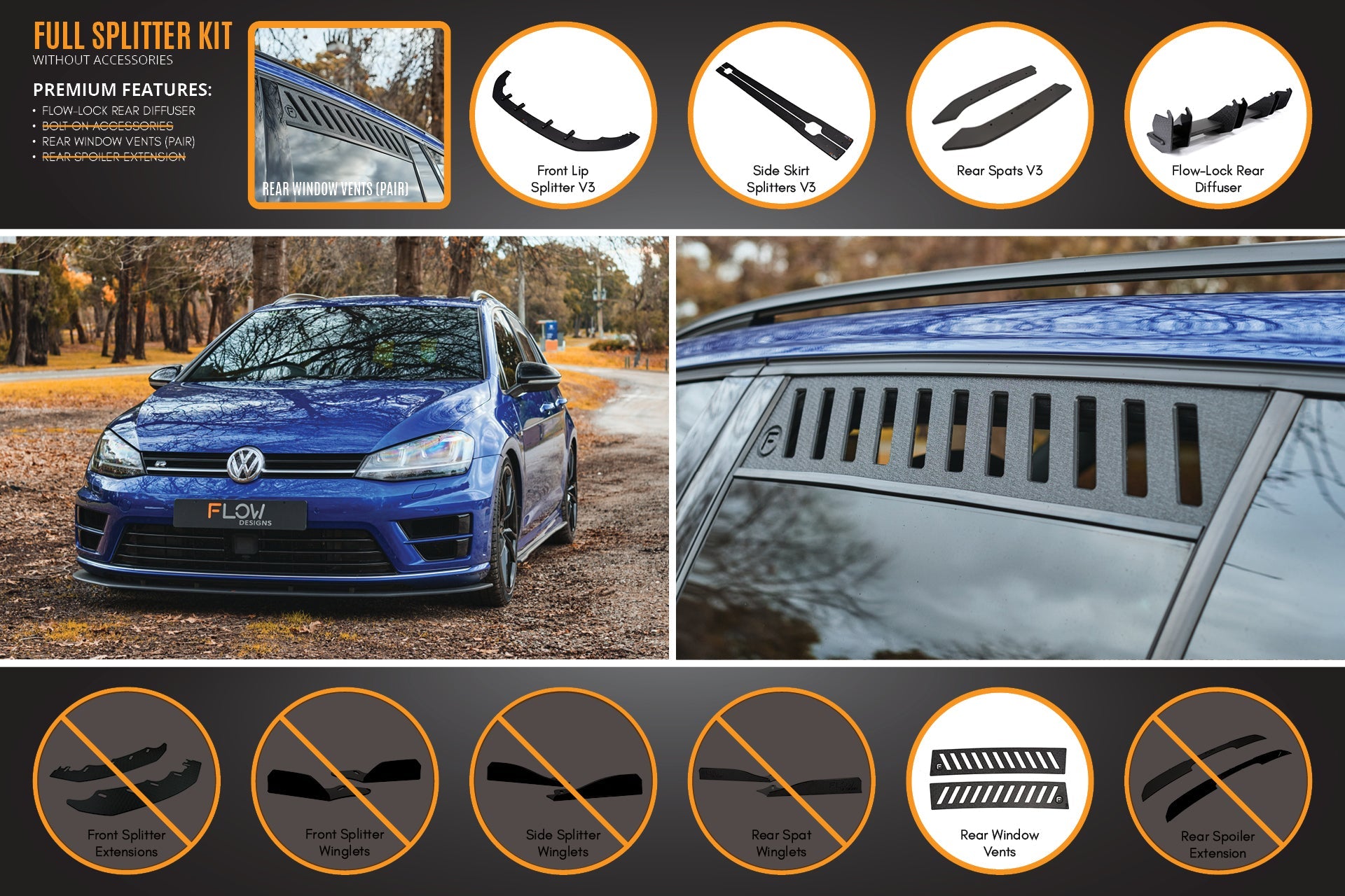 MK7 Golf R Wagon - Full Lip Splitter Set