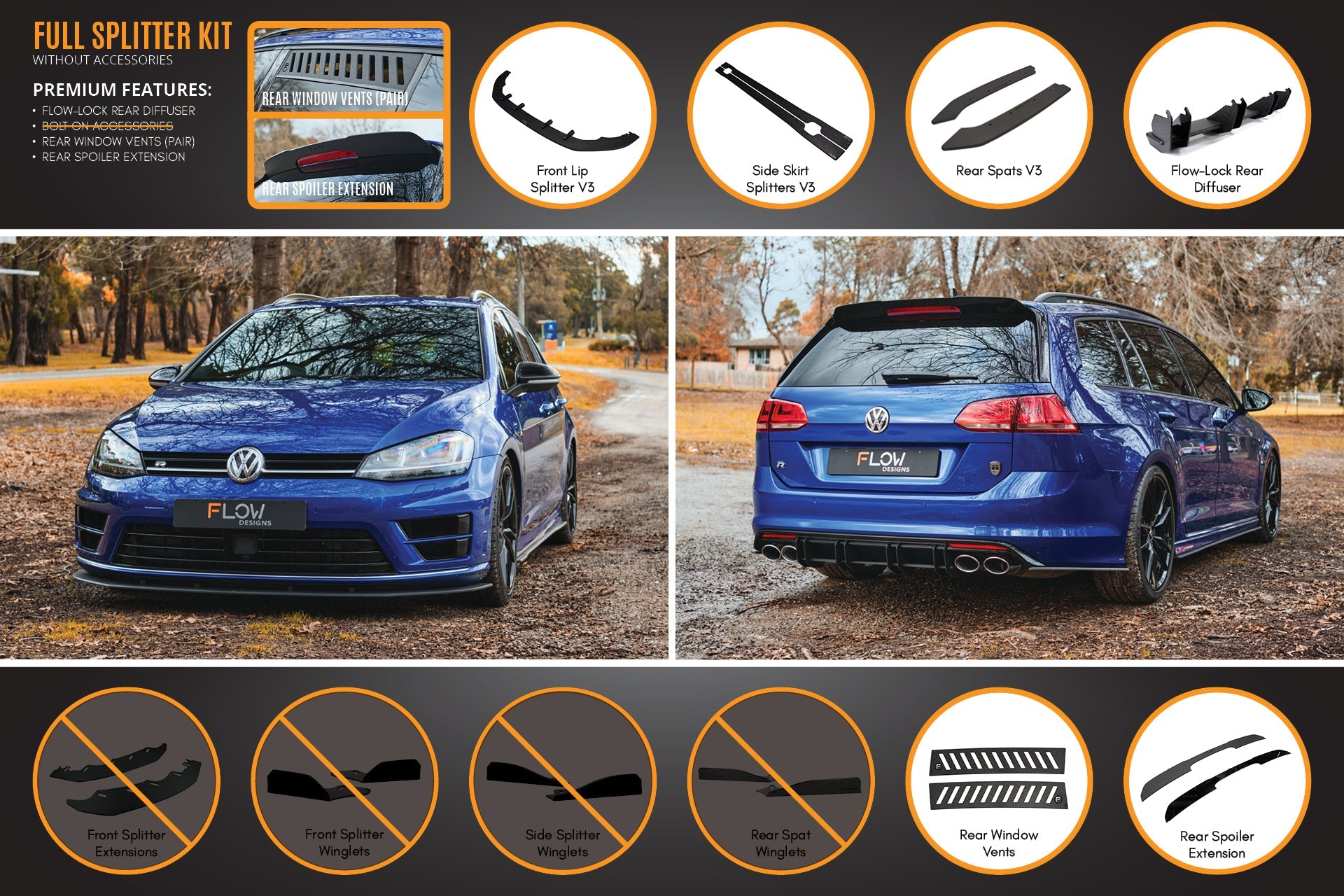 MK7 Golf R Wagon - Full Lip Splitter Set