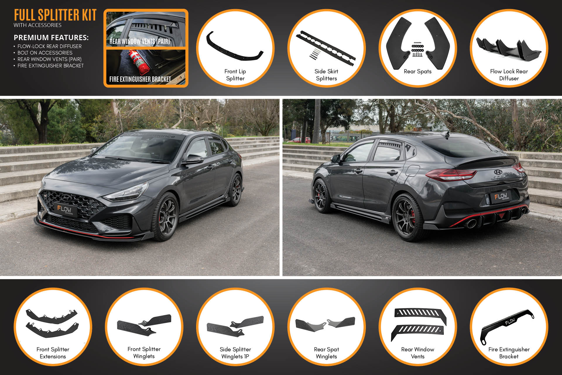 i30N Fastback PD FL 2022+ Full Lip Splitter Set