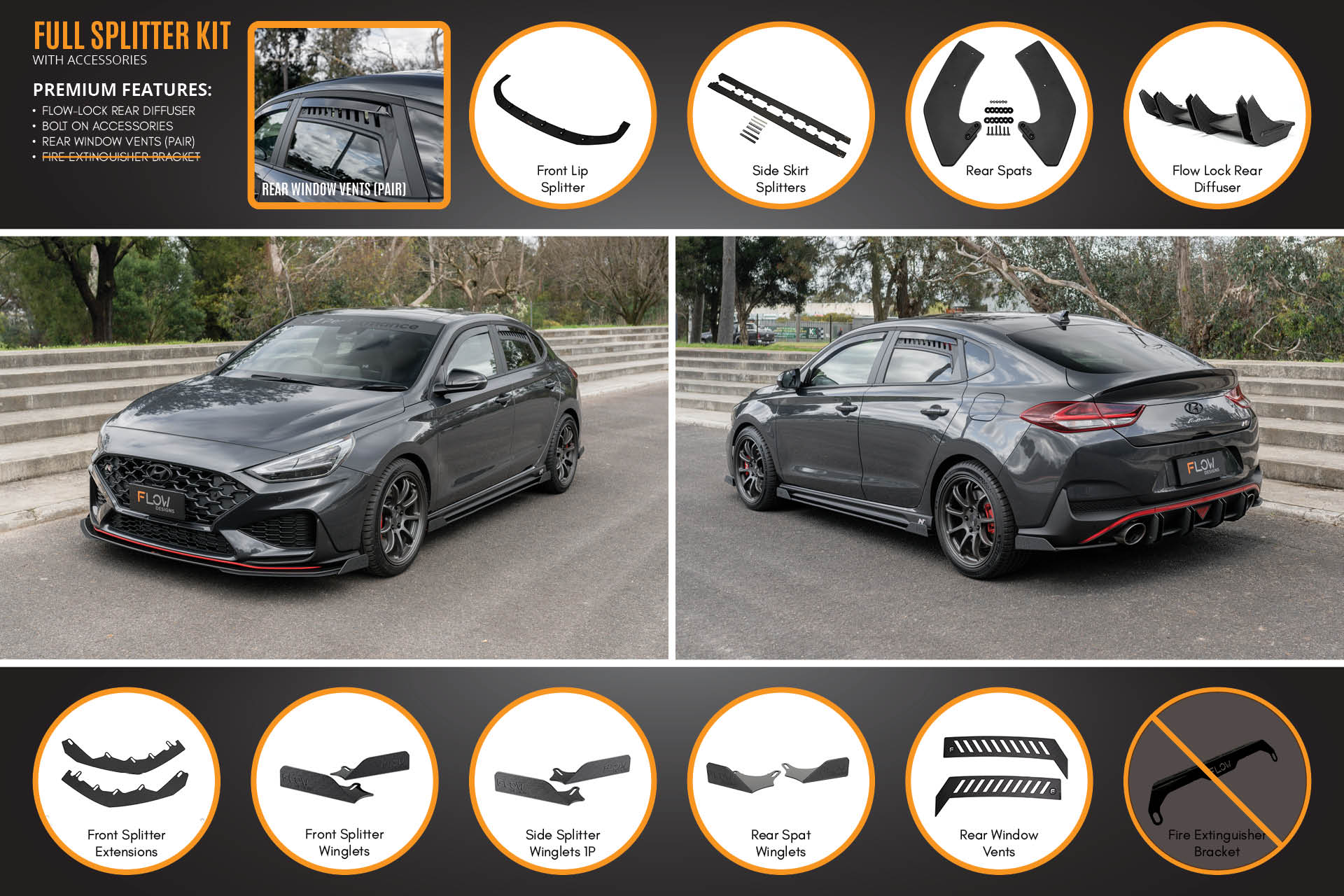 i30N Fastback PD FL 2022+ Full Lip Splitter Set