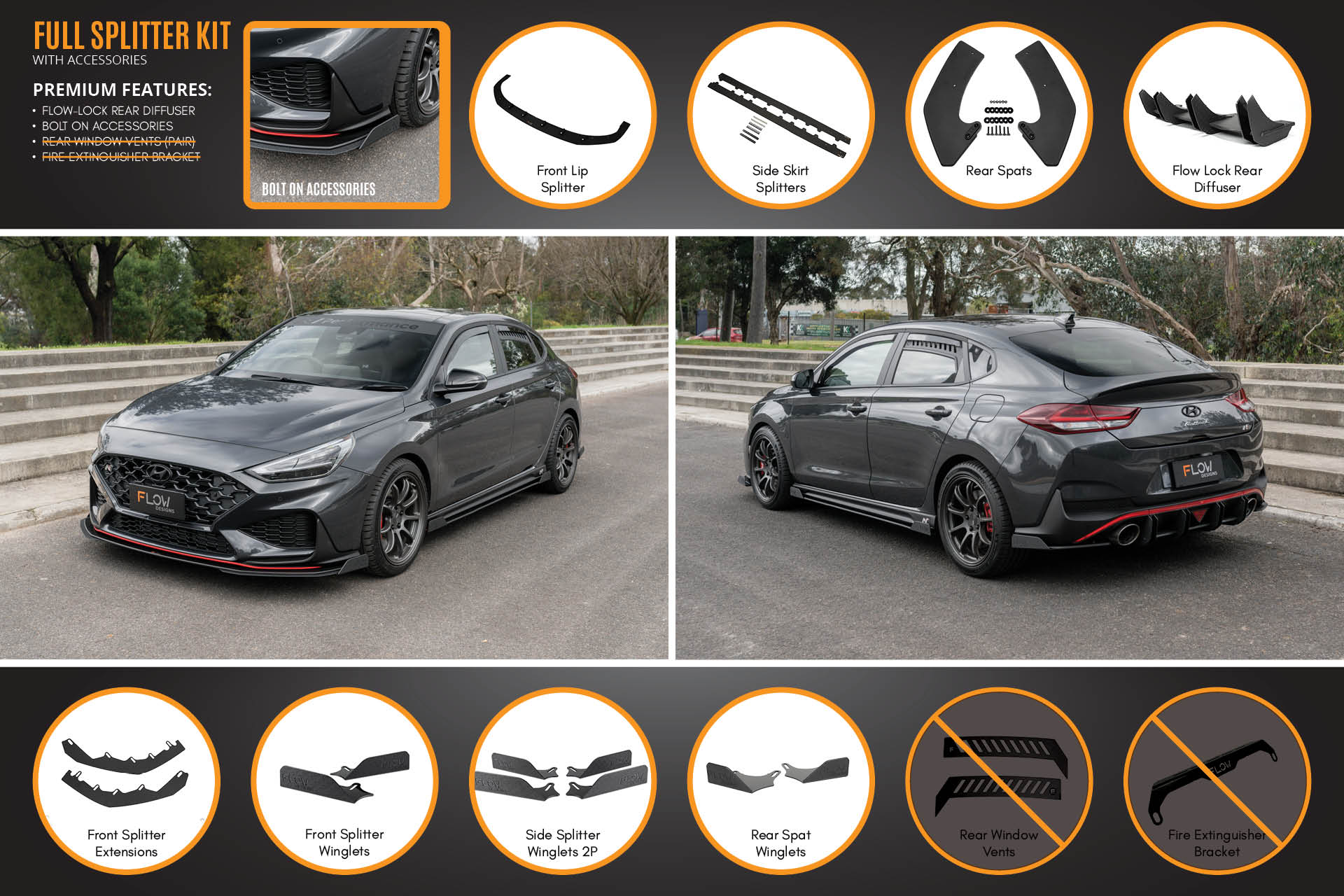 i30N Fastback PD FL 2022+ Full Lip Splitter Set