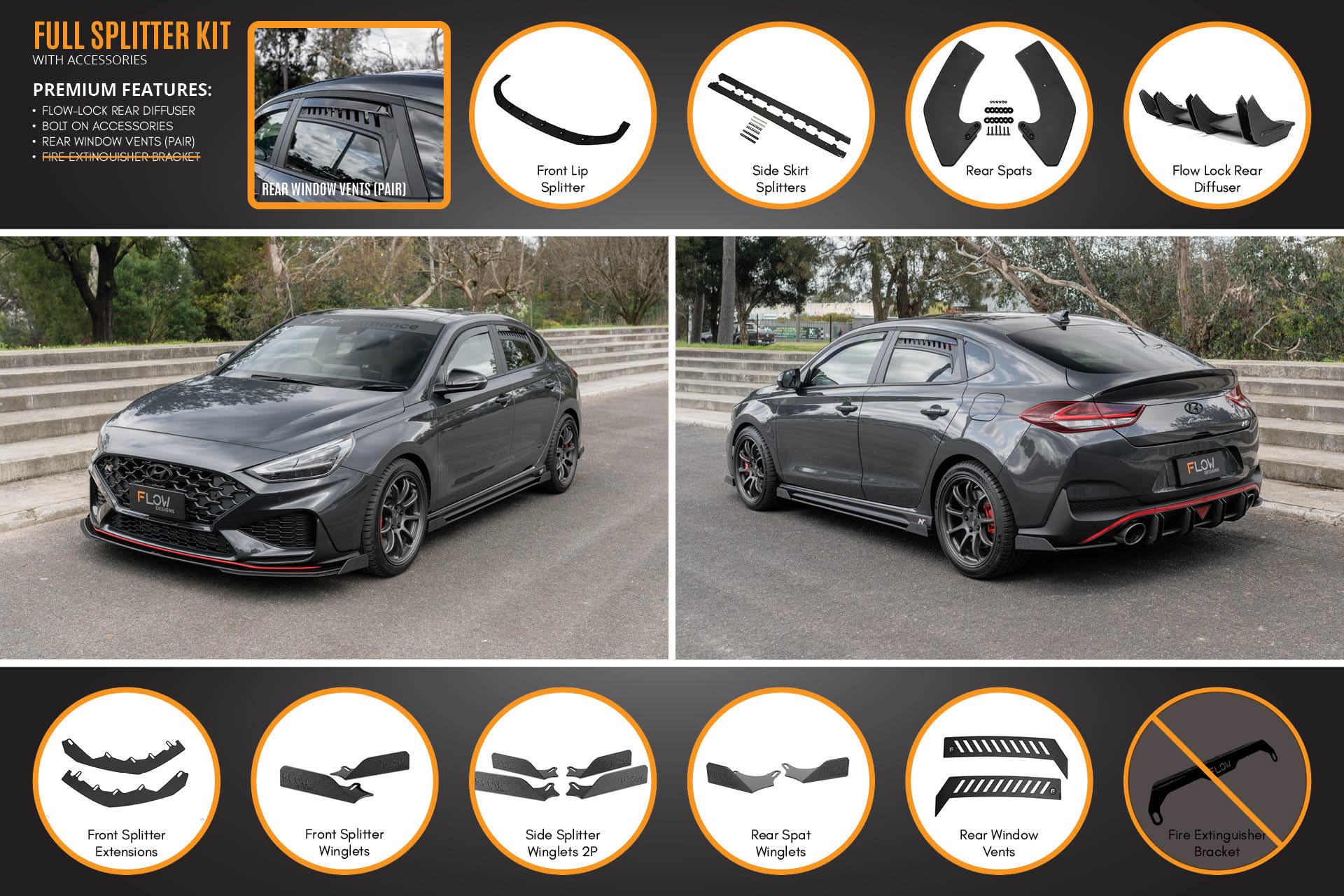 i30N Fastback PD FL 2022+ Full Lip Splitter Set