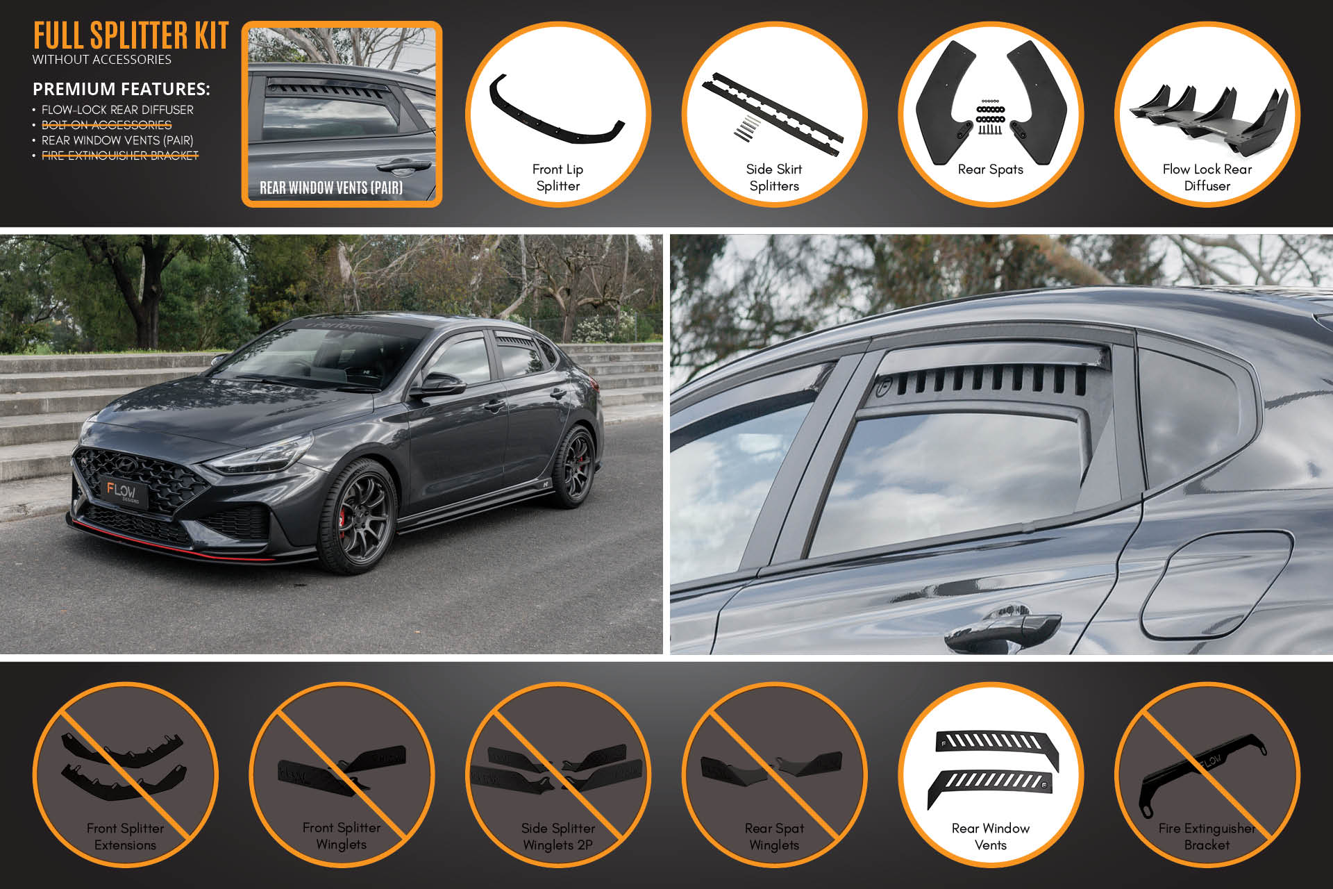 i30N Fastback PD FL 2022+ Full Lip Splitter Set