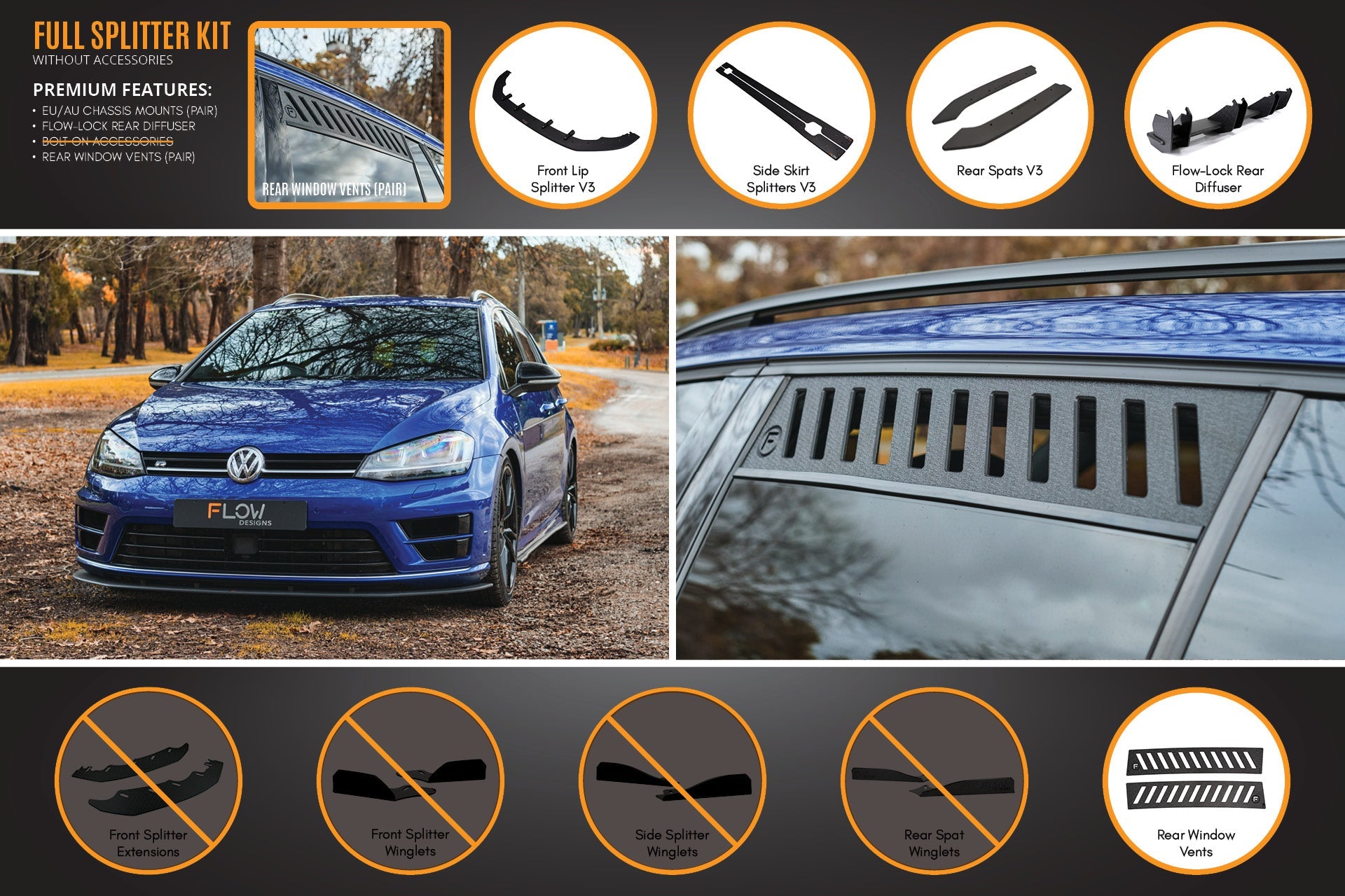 MK7 Golf R Wagon (EU/AU) Full Lip Splitter Set