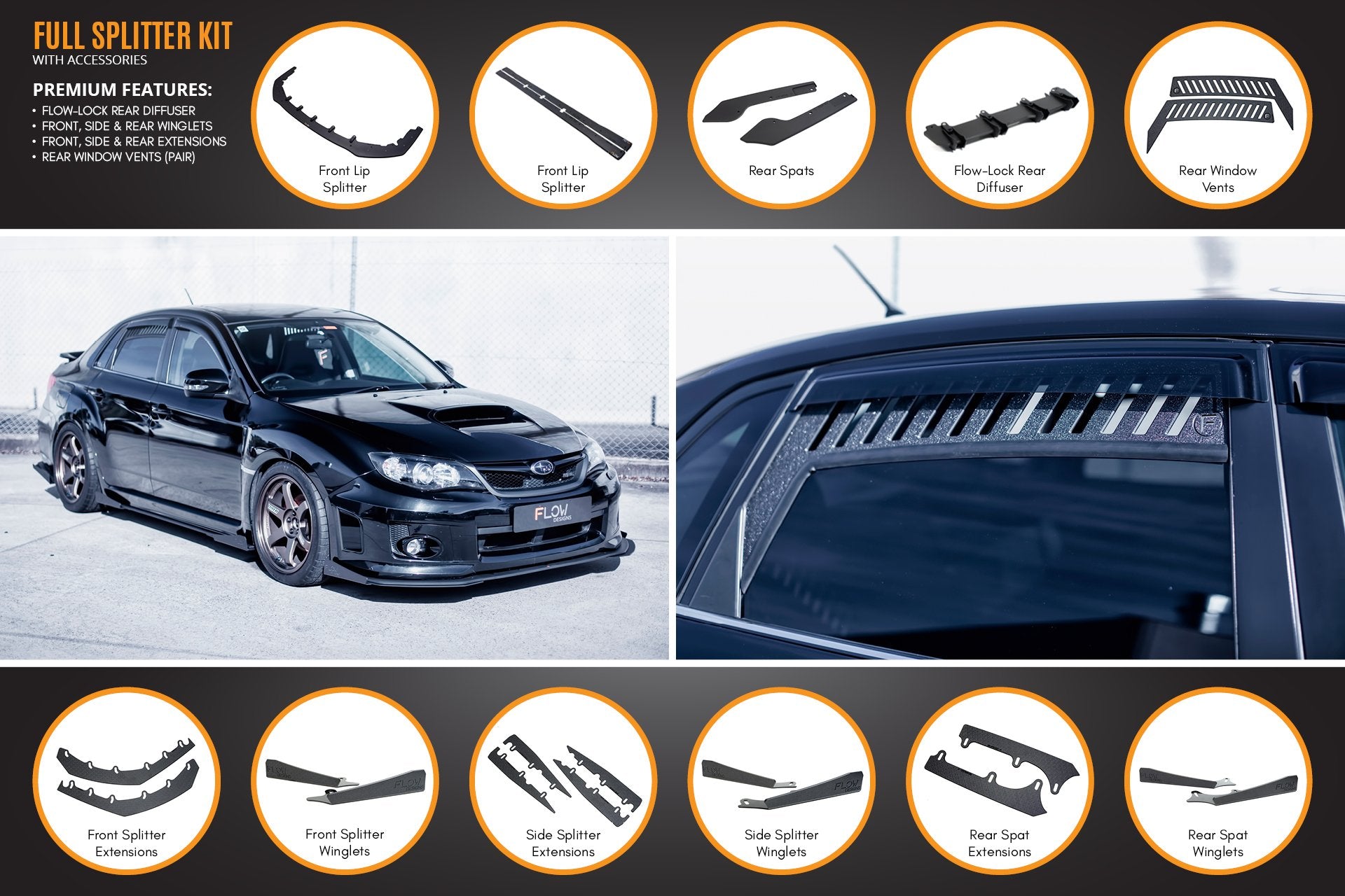 Impreza WRX / STI G3 Sedan FL Full Lip Splitter Set