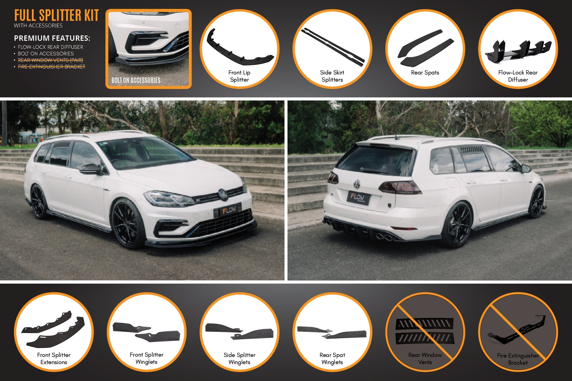 MK7.5 Golf R Wagon Full Lip Splitter Set