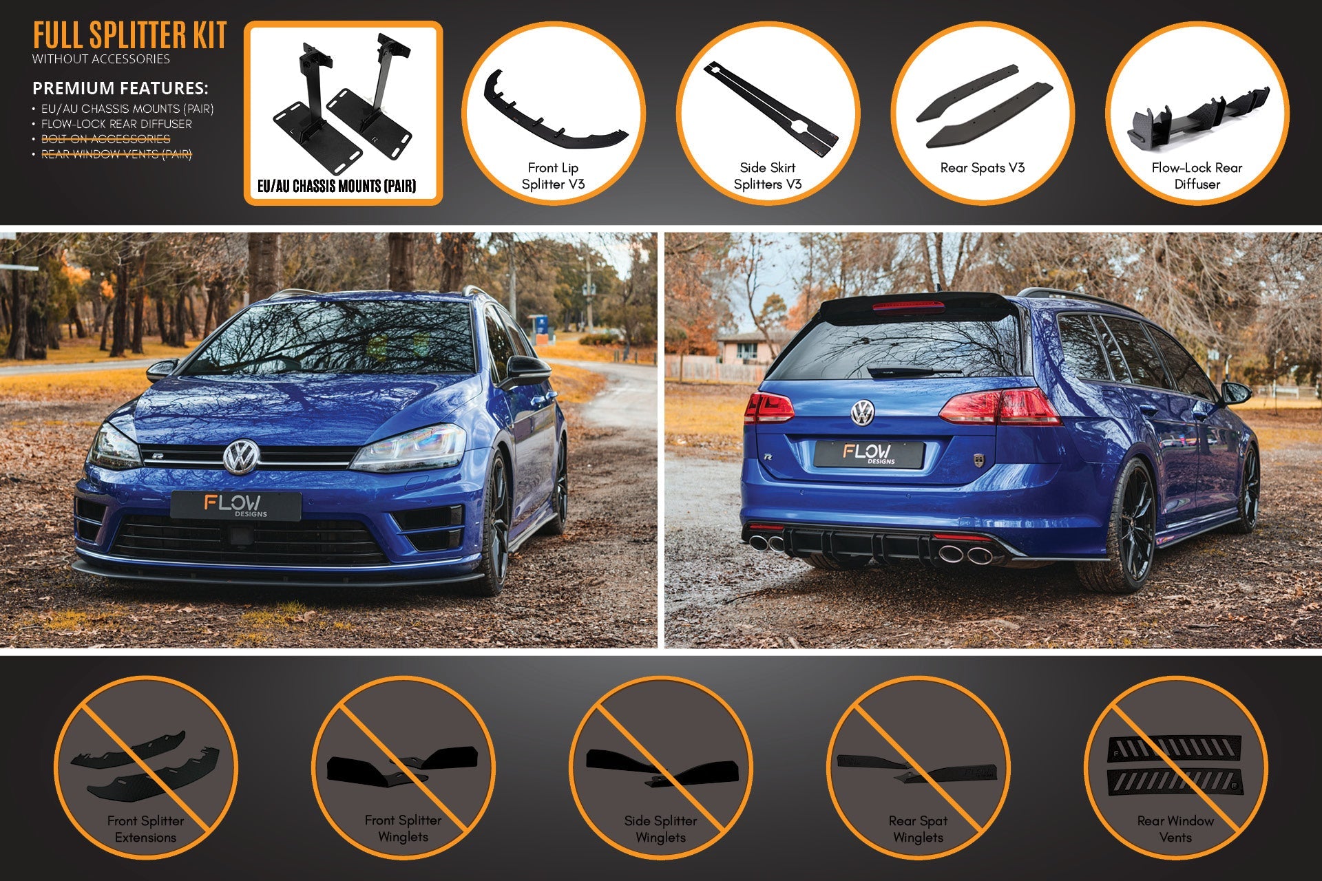 MK7 Golf R Wagon (EU/AU) Full Lip Splitter Set