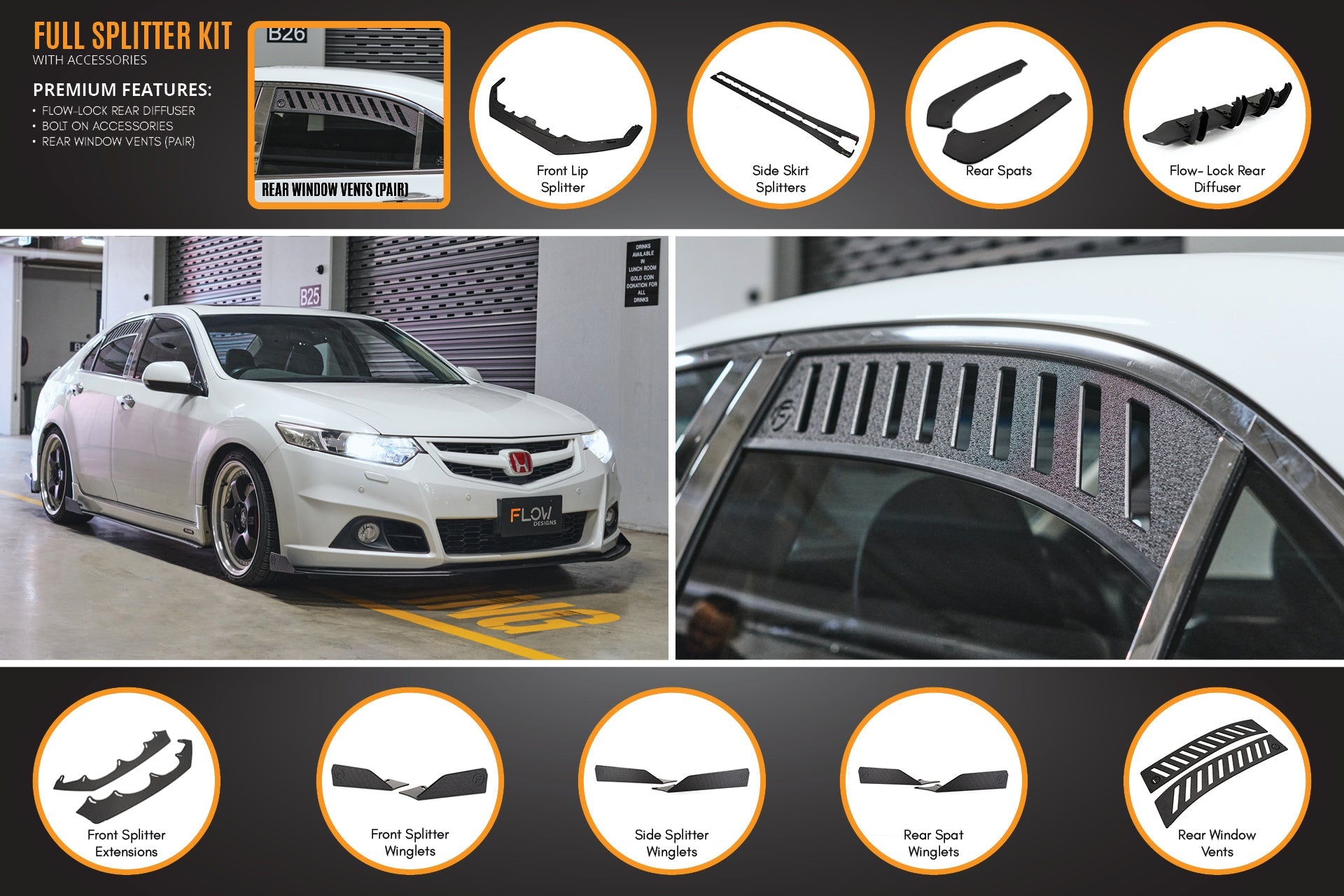 CU2 Accord Euro Full Lip Splitter Set - Modulo