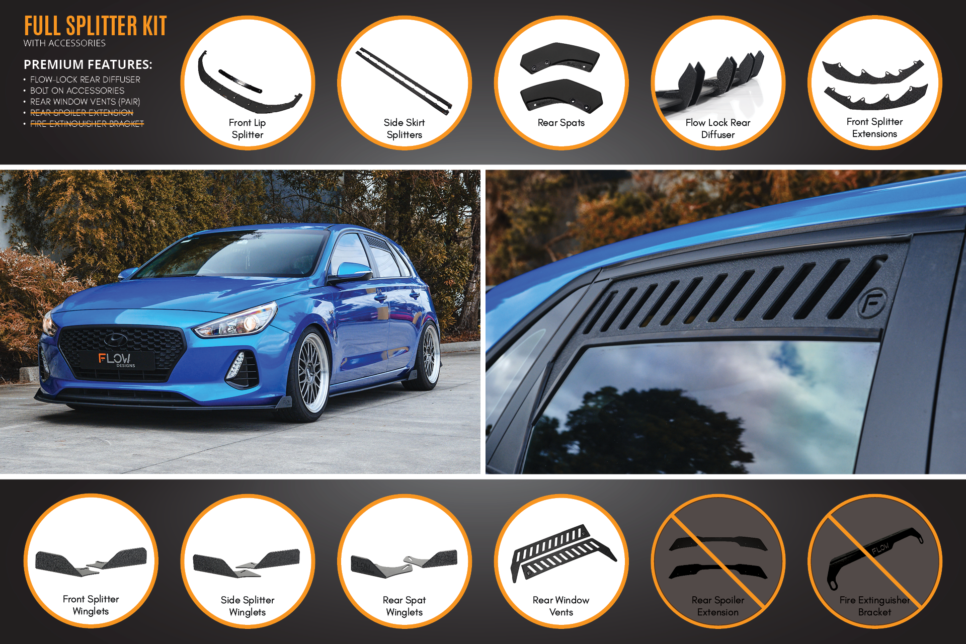 i30 SR Hatch (2017-2018) Full Lip Splitter Set