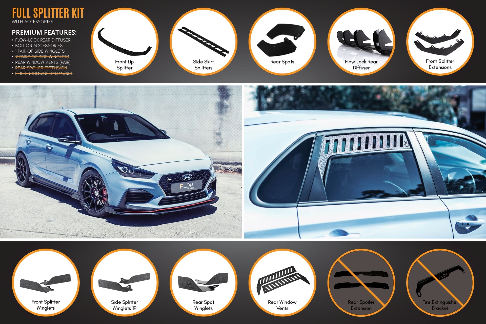 i30N Hatch PD (2018-2020) Full Lip Splitter Set