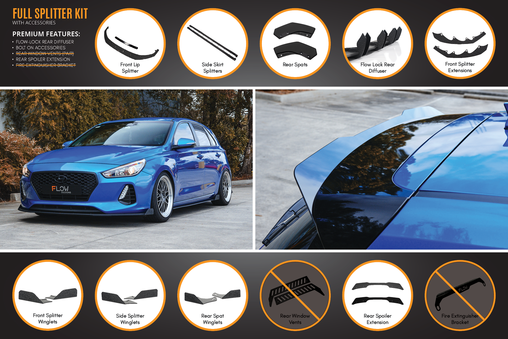 i30 SR Hatch (2017-2018) Full Lip Splitter Set