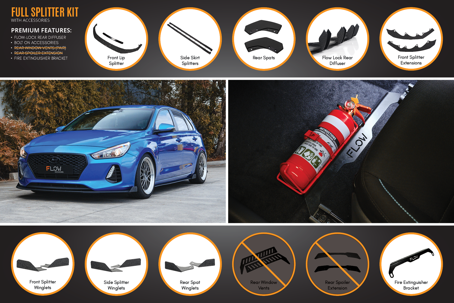 i30 SR Hatch (2017-2018) Full Lip Splitter Set