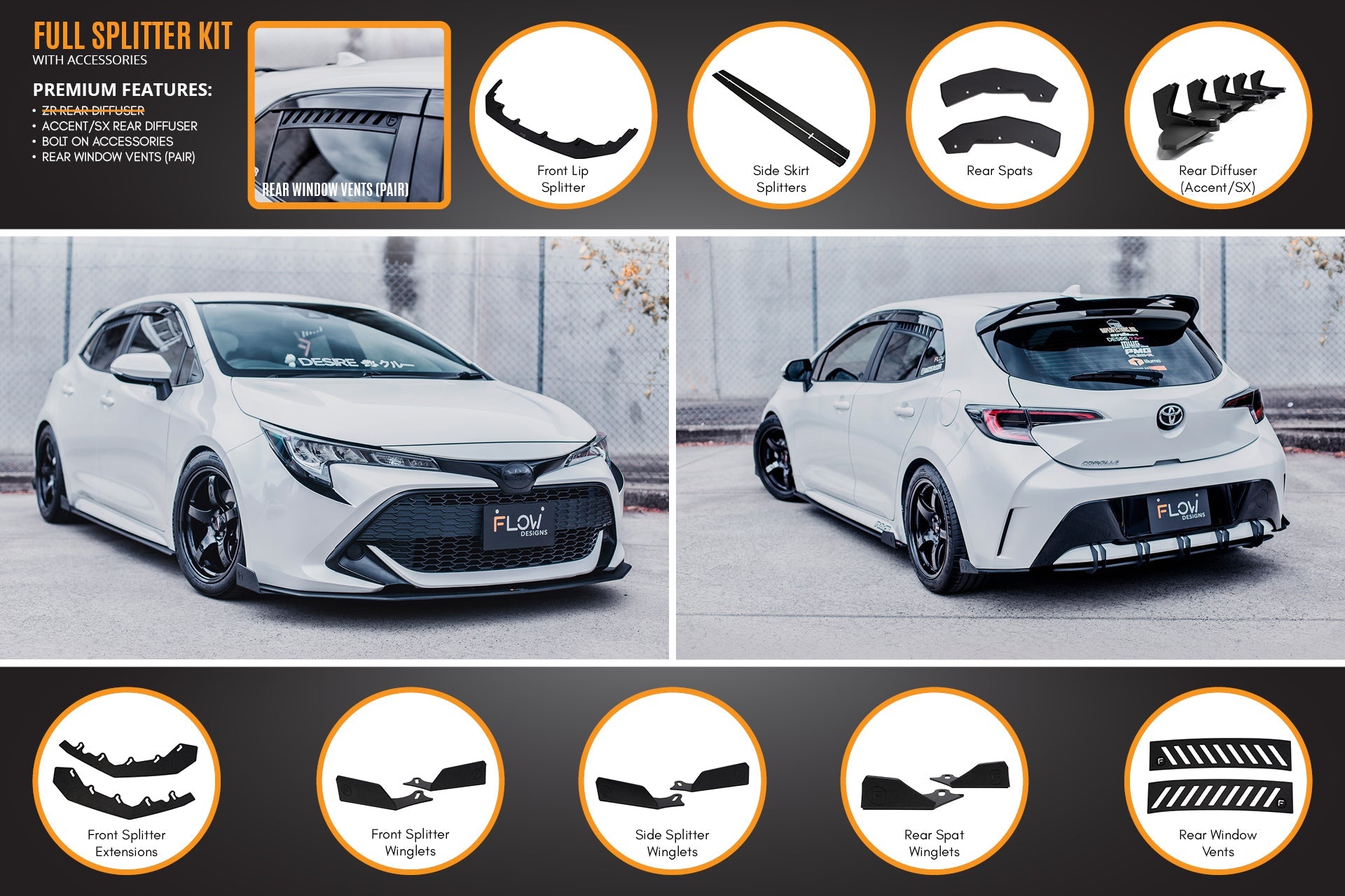 Corolla MZEA12R/ZWE211R 2018-2022 Full Lip Splitter Set