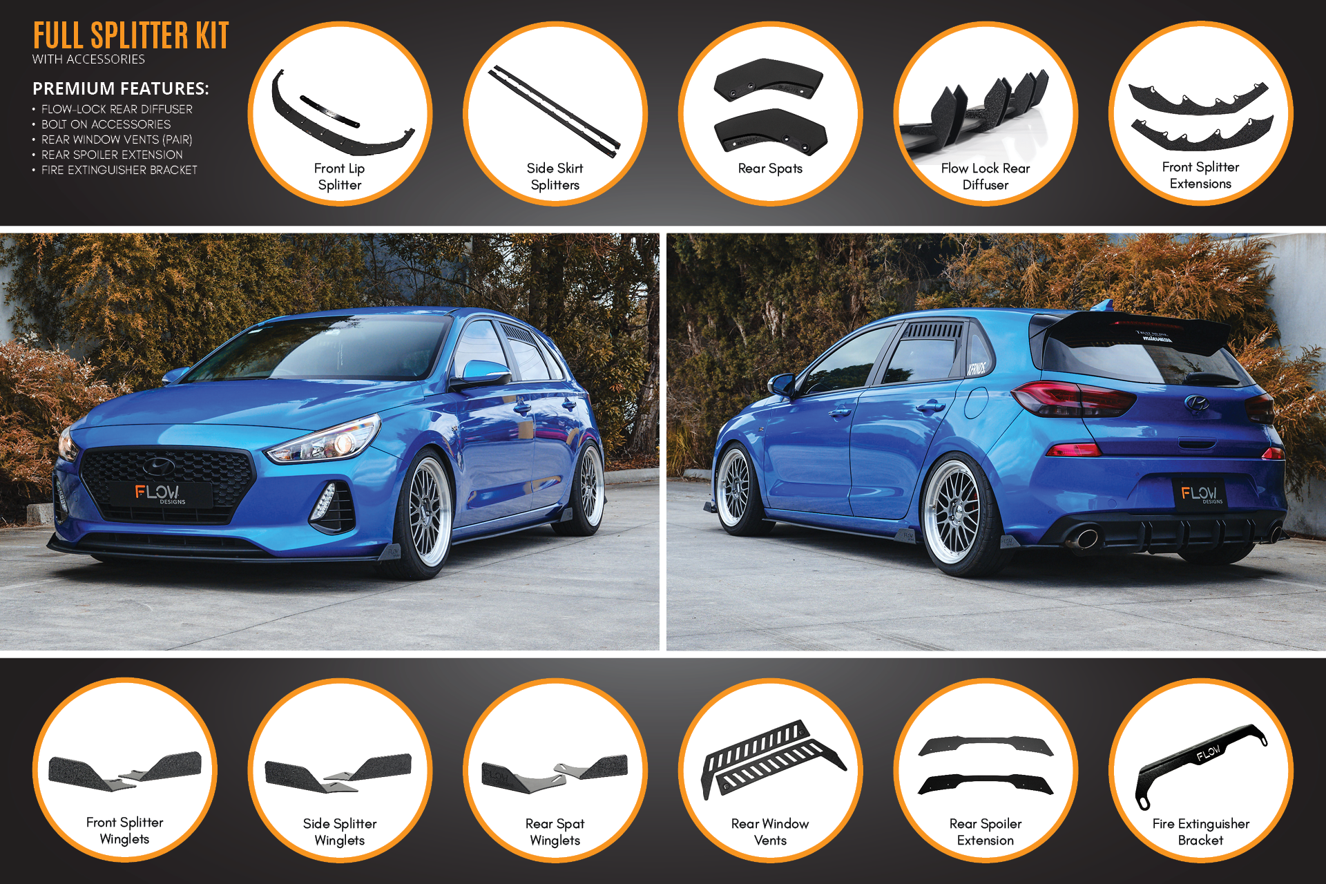 i30 SR Hatch (2017-2018) Full Lip Splitter Set