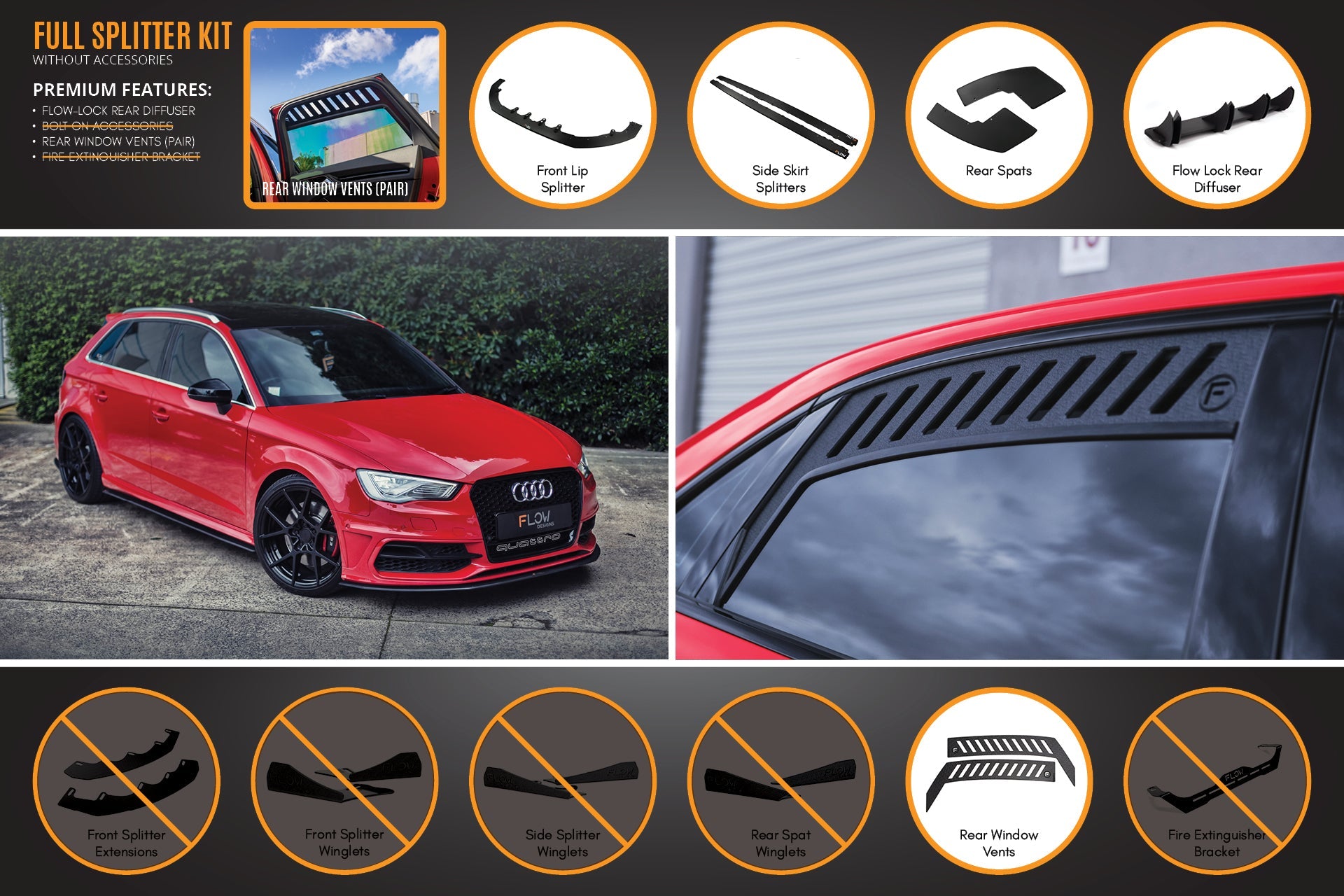 S3 8V Pre-Facelift Sportback Full Lip Splitter Set