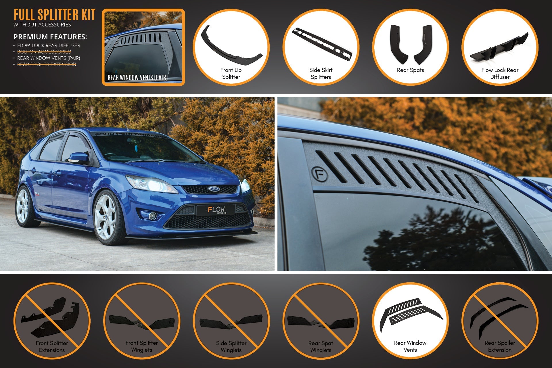 XR5 Focus Turbo V3 Full Lip Splitter Set