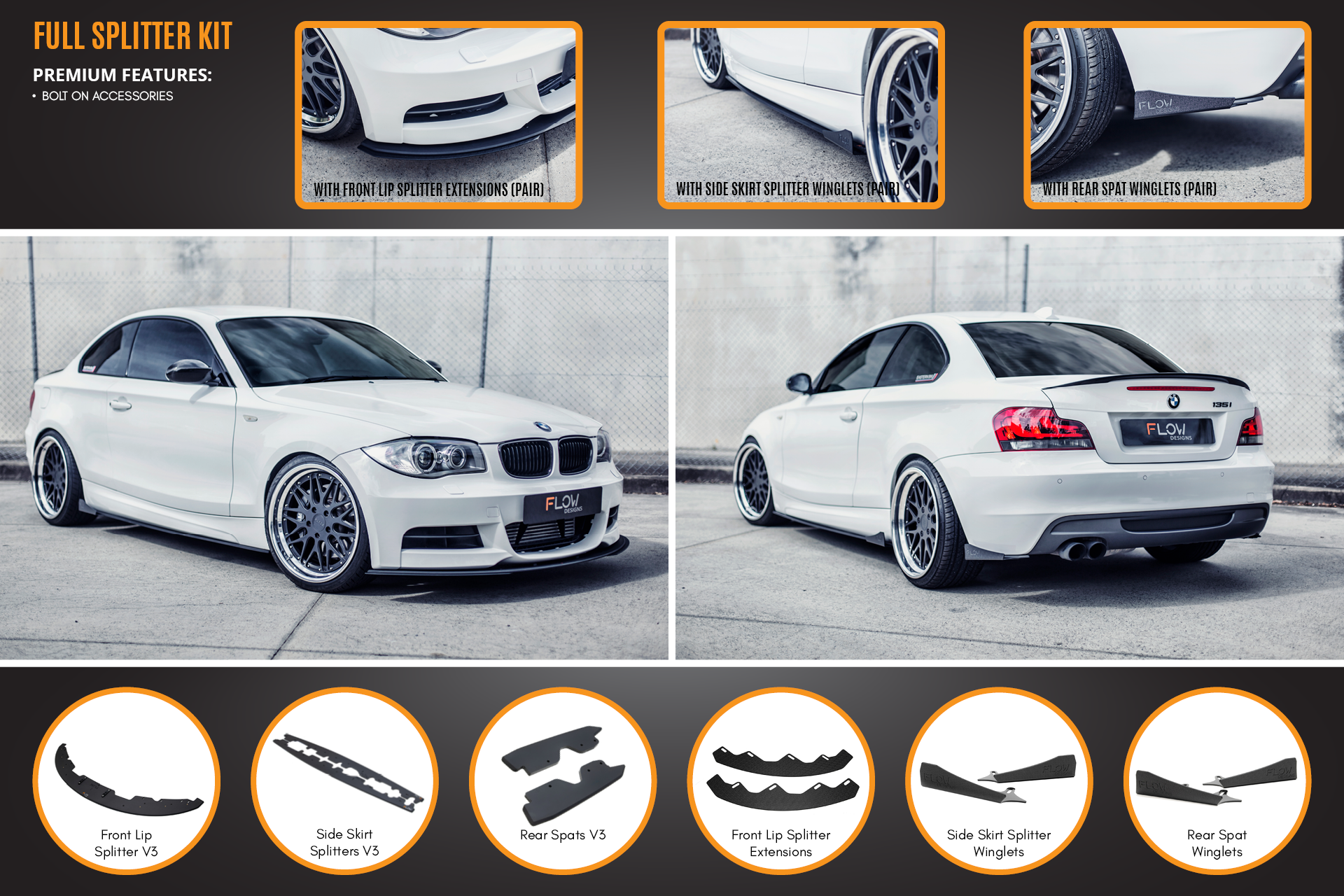 E82 M Sport Full Lip Splitter Set