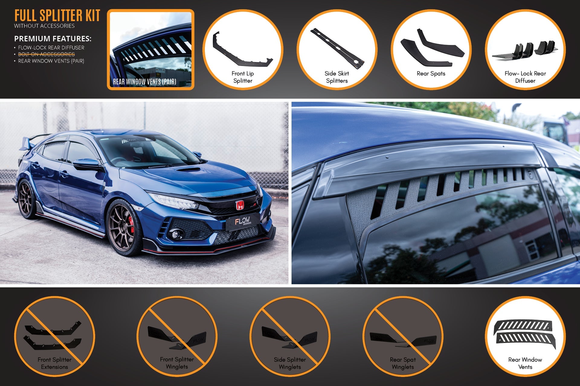 FK8 Civic Type R Full Lip Splitter Set