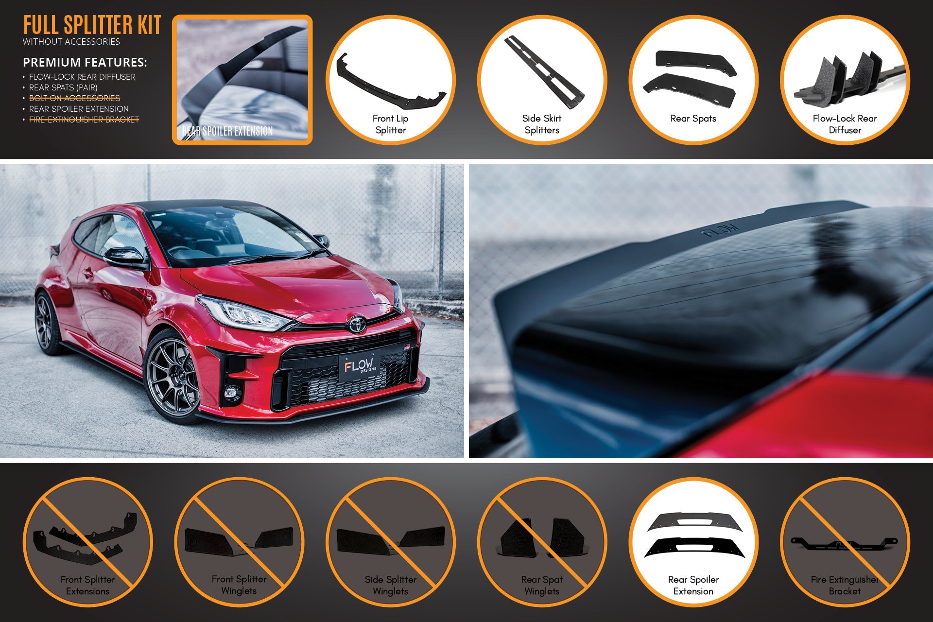 Yaris GR Full Lip Splitter Kit With Rear Diffuser