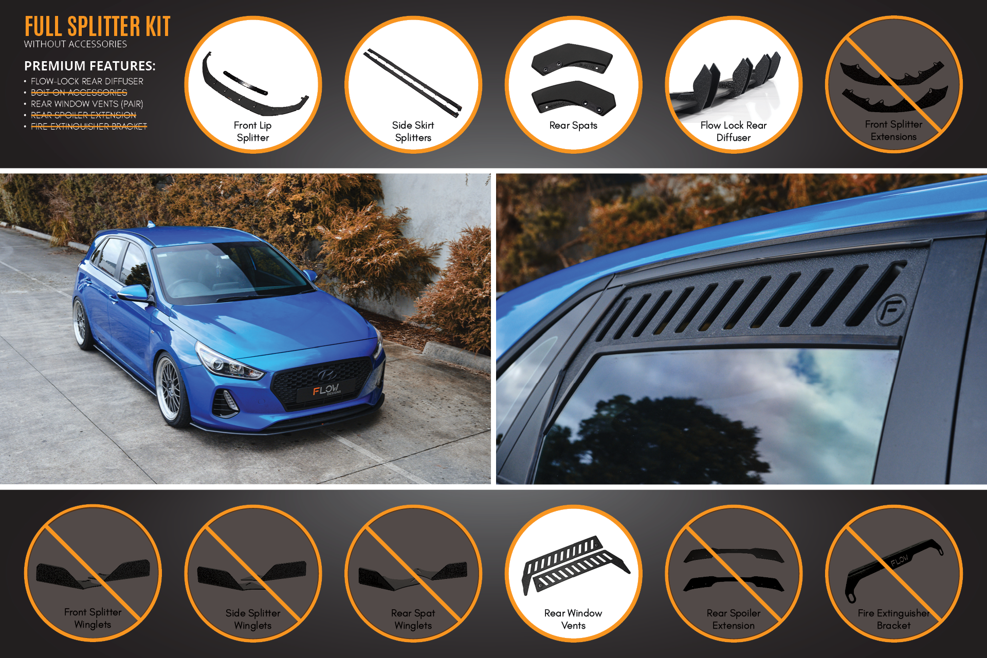 i30 SR Hatch (2017-2018) Full Lip Splitter Set