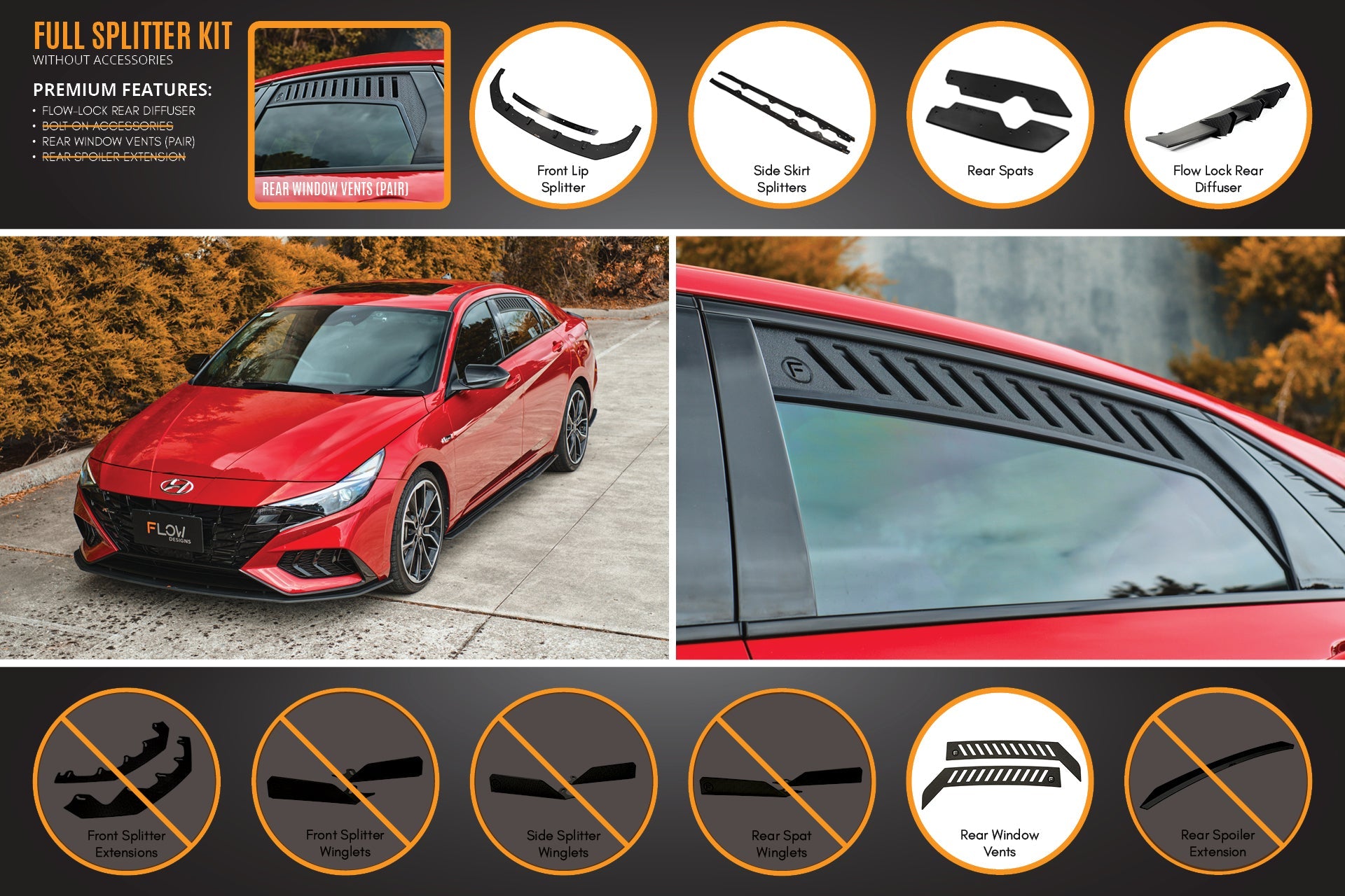 CN7 Elantra N Line Sedan 2020 Full Lip Splitter Set