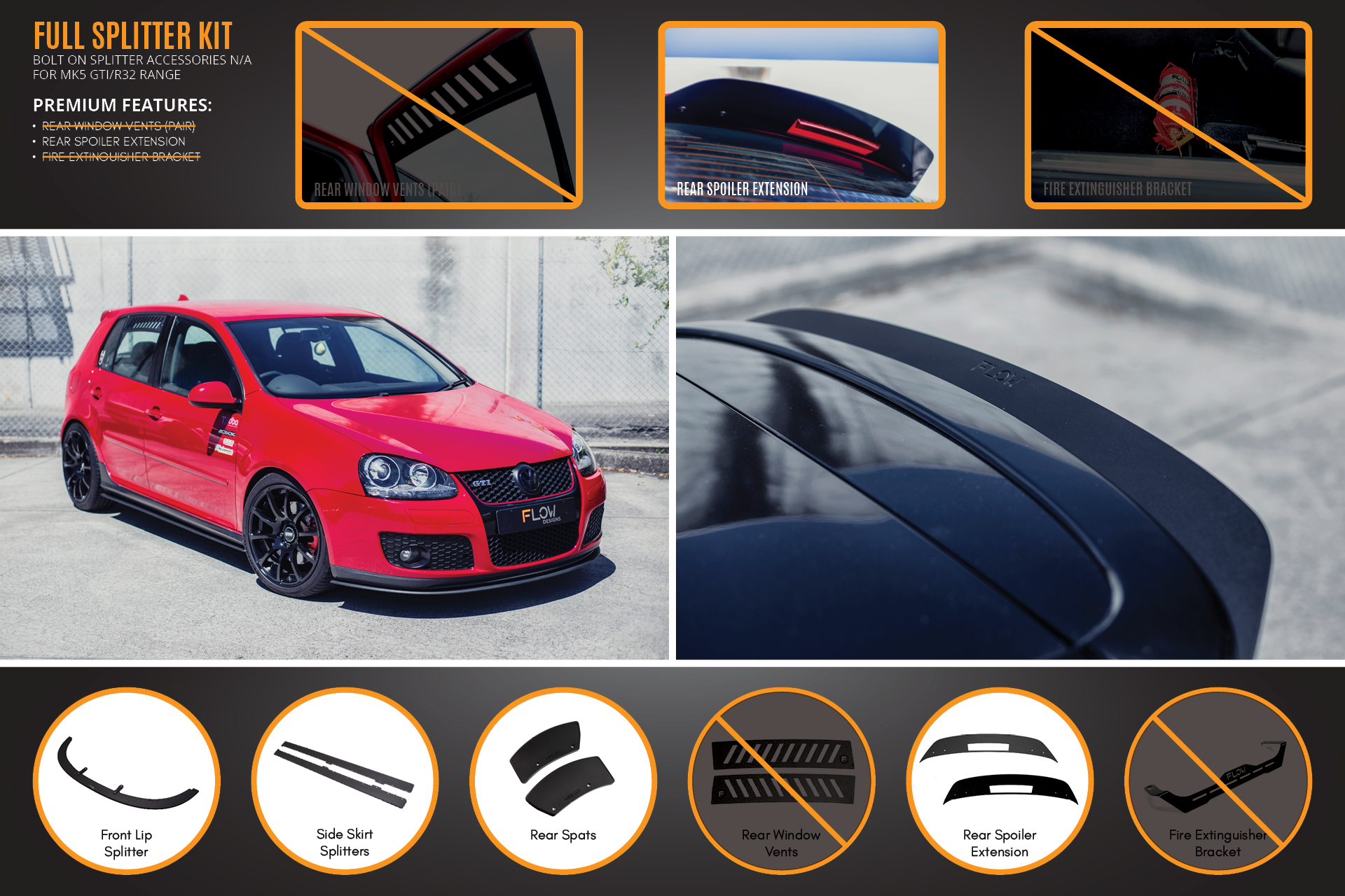 MK5 Golf GTI Full Lip Splitter Set