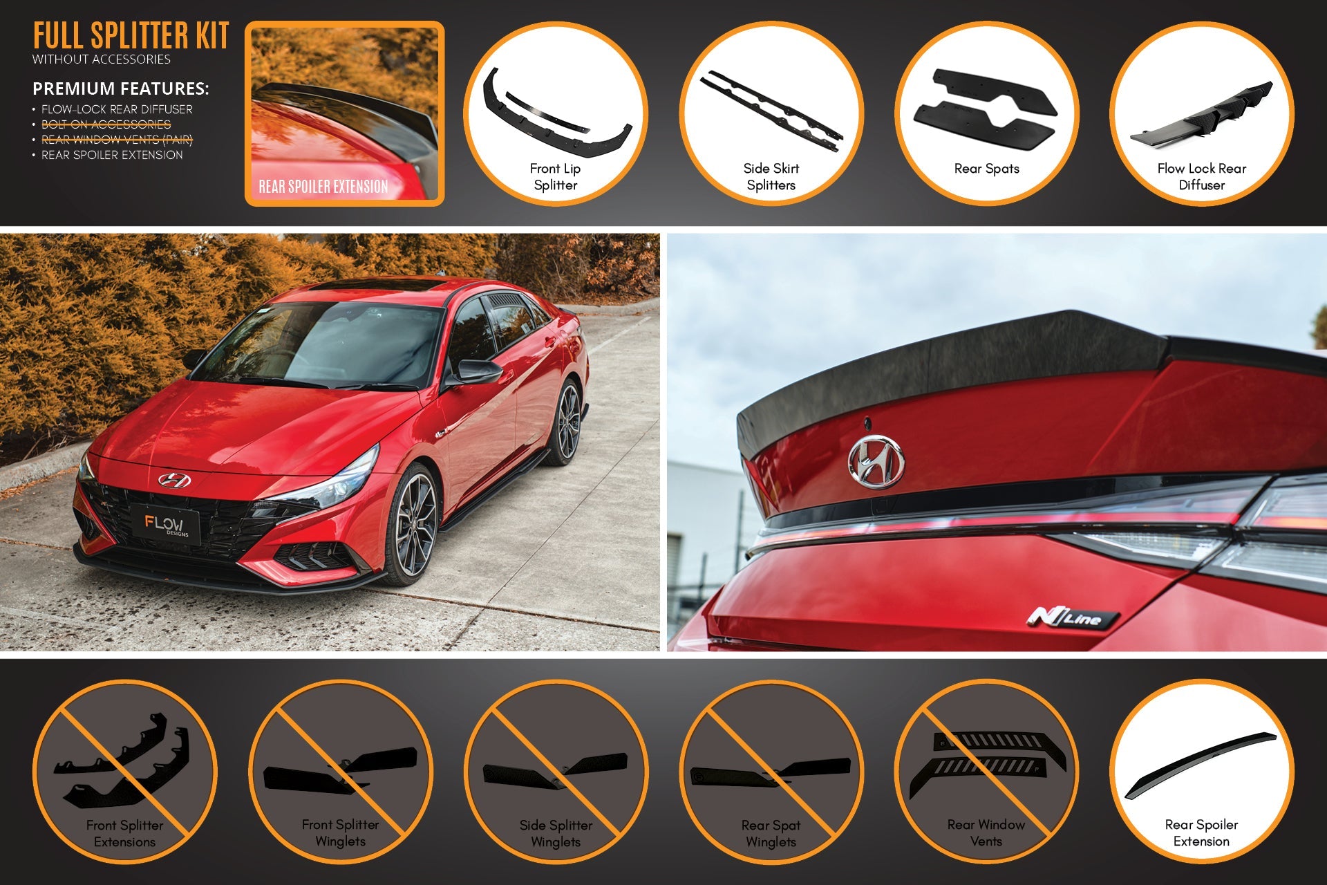 CN7 Elantra N Line Sedan 2020 Full Lip Splitter Set