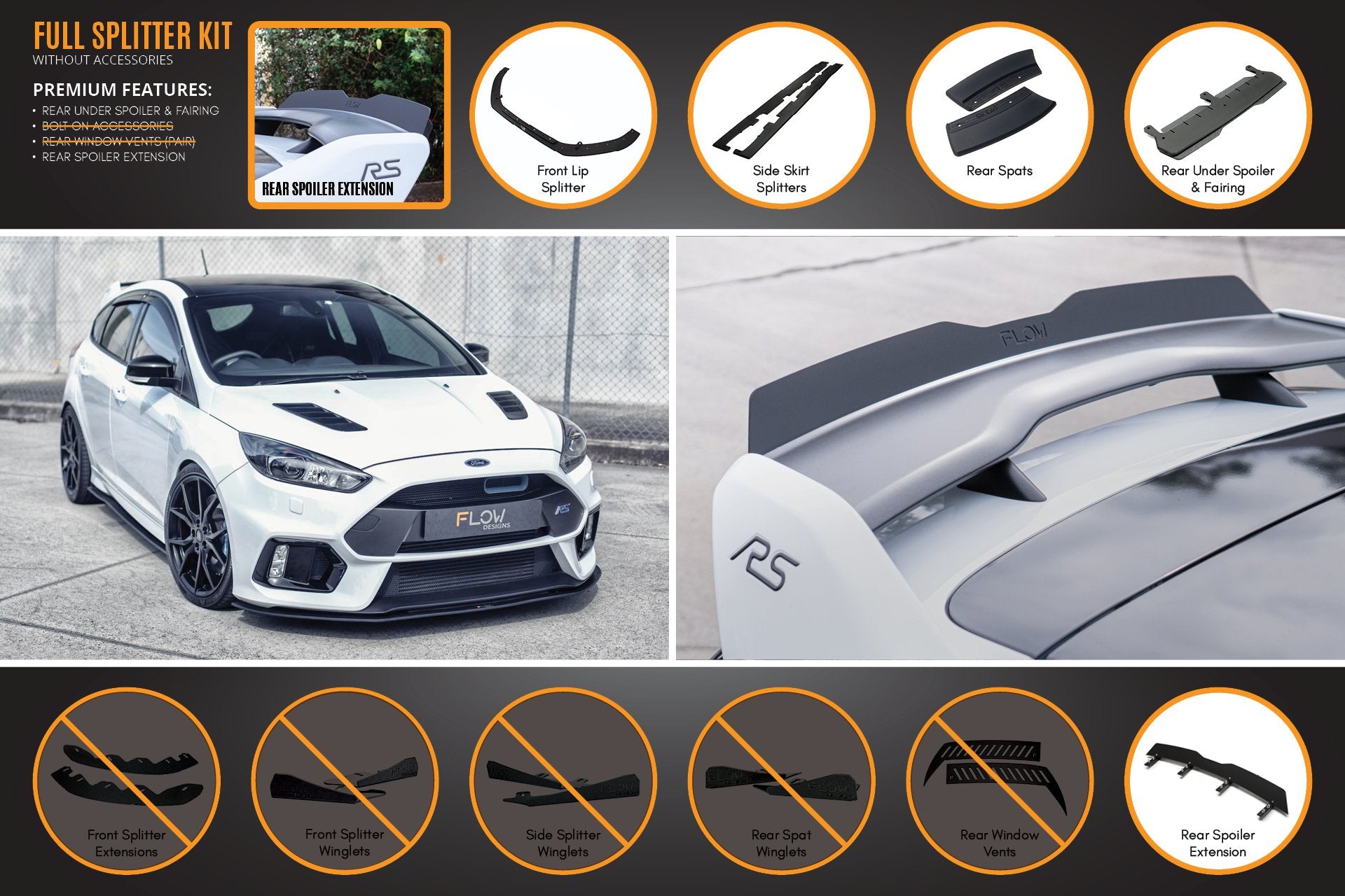 MK3 Focus RS Full Lip Splitter Set