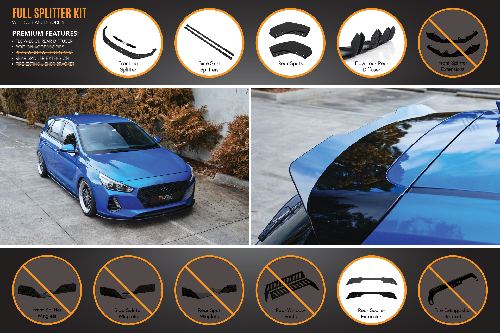 i30 SR Hatch (2017-2018) Full Lip Splitter Set