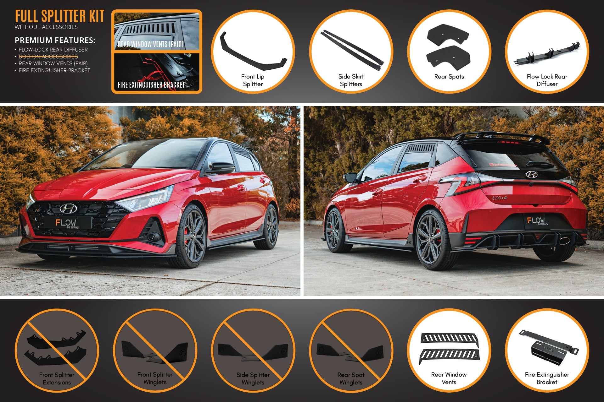 i20 N BC3 Pre-Facelift Full Lip Splitter Set