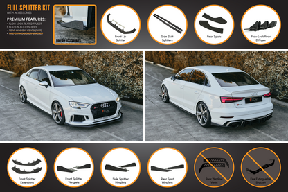 RS3 8V Sedan Facelift Full Lip Splitter Set
