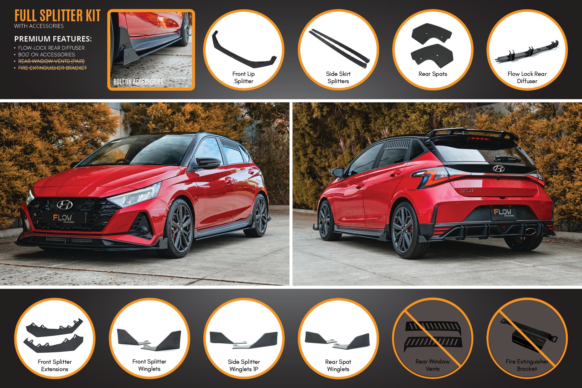 i20 N BC3 Pre-Facelift Full Lip Splitter Set