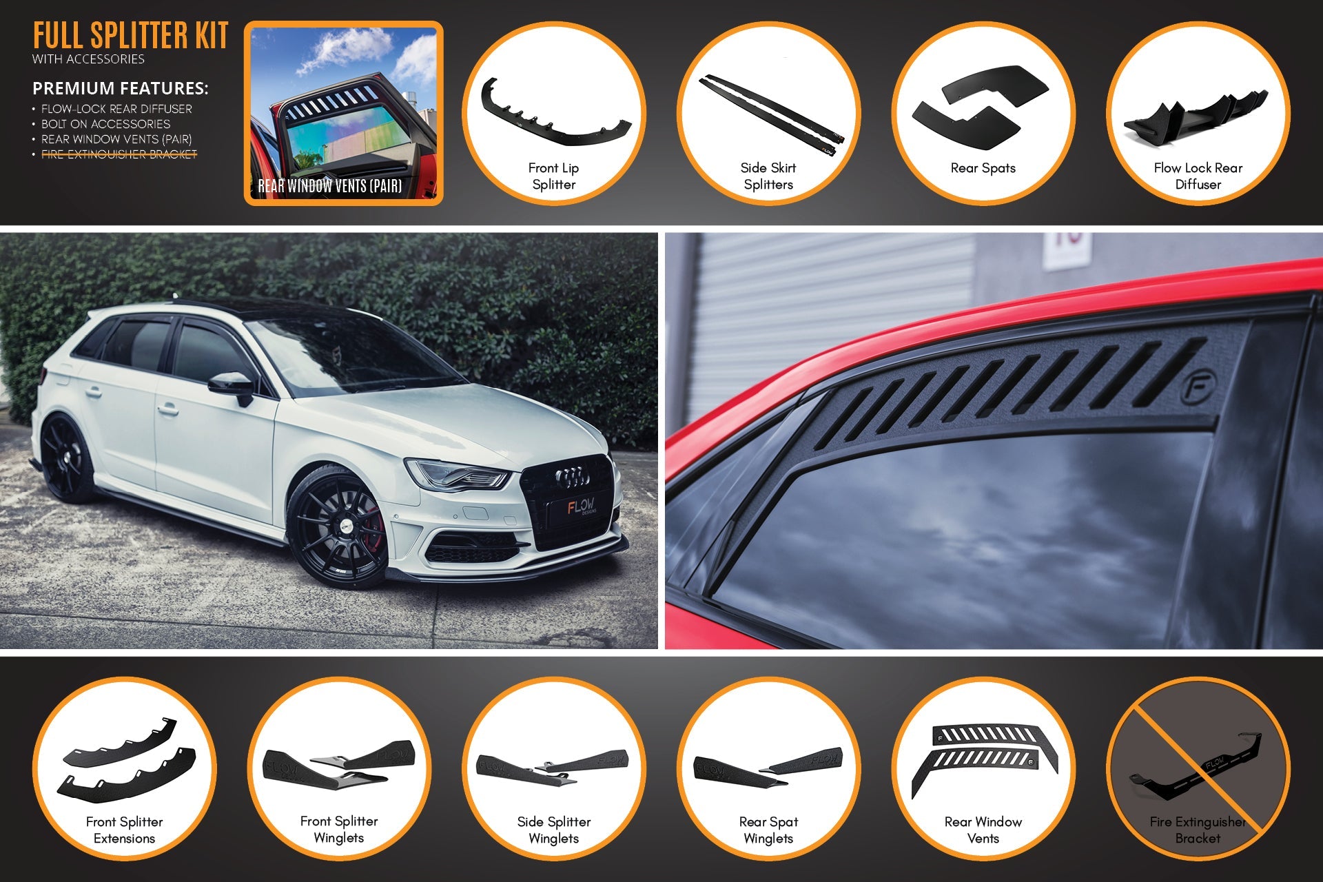 S3 8V Pre-Facelift Sportback Full Lip Splitter Set