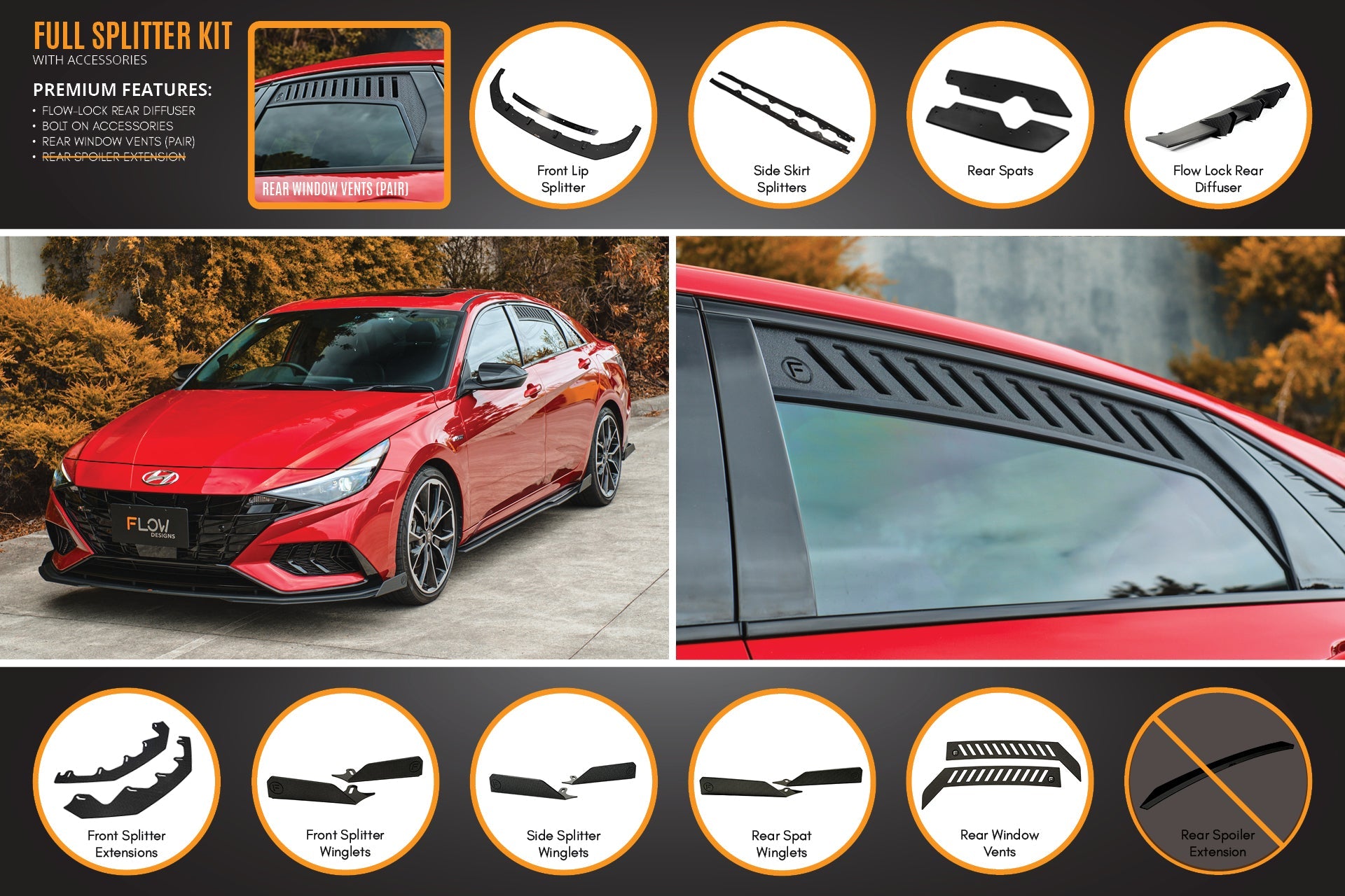 CN7 i30 N Line Sedan 2020 - 2022 Full Lip Splitter Set