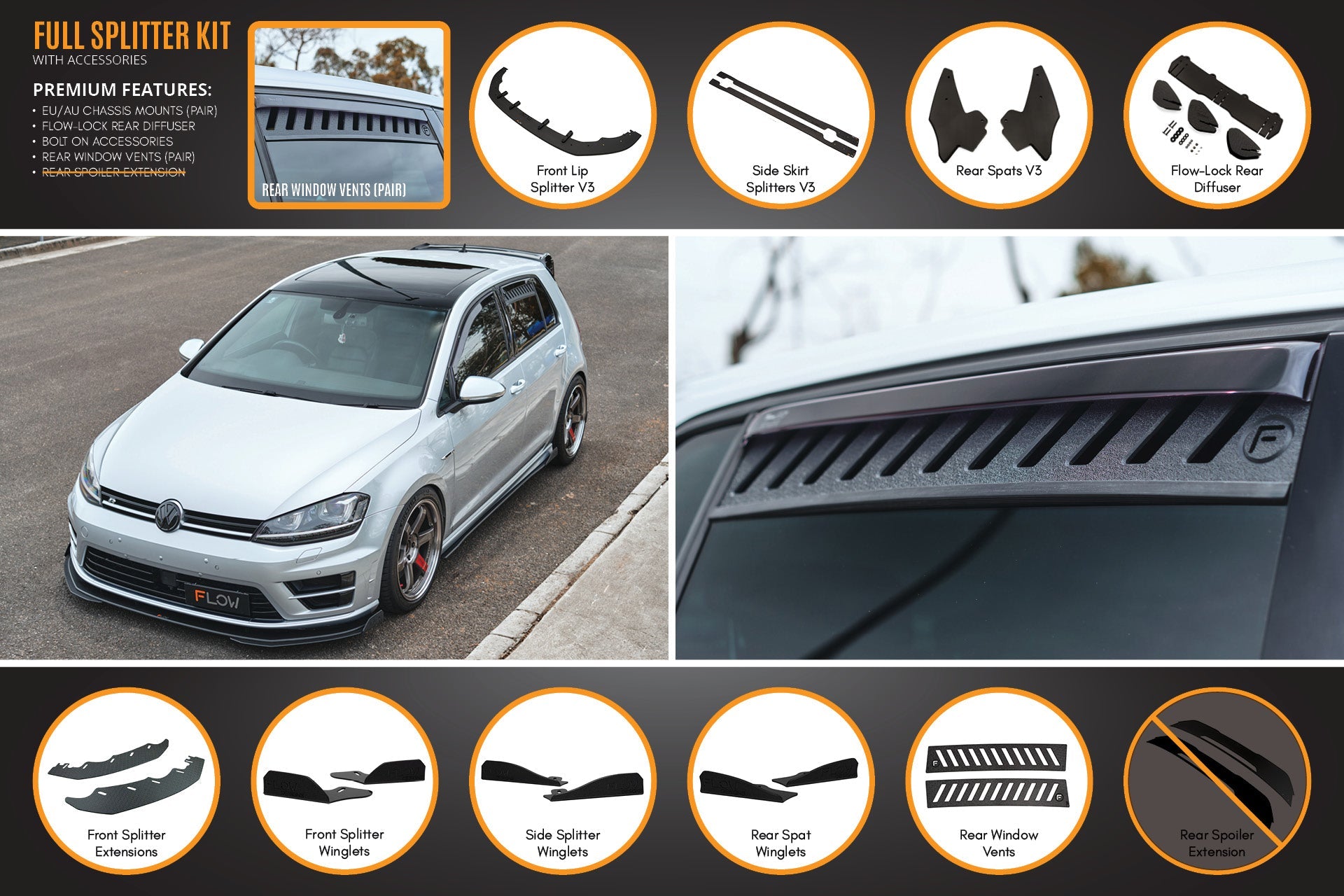 MK7 Golf R (EU/AU) Full Lip Splitter Set