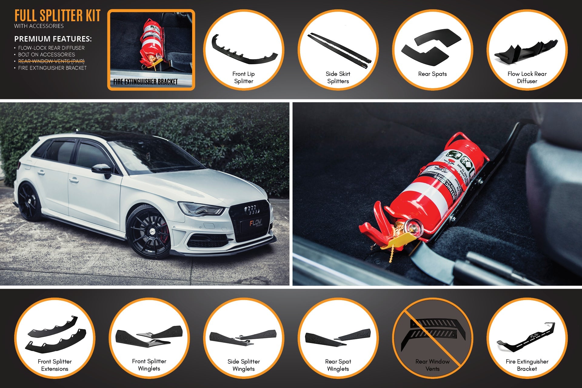 S3 8V Pre-Facelift Sportback Full Lip Splitter Set