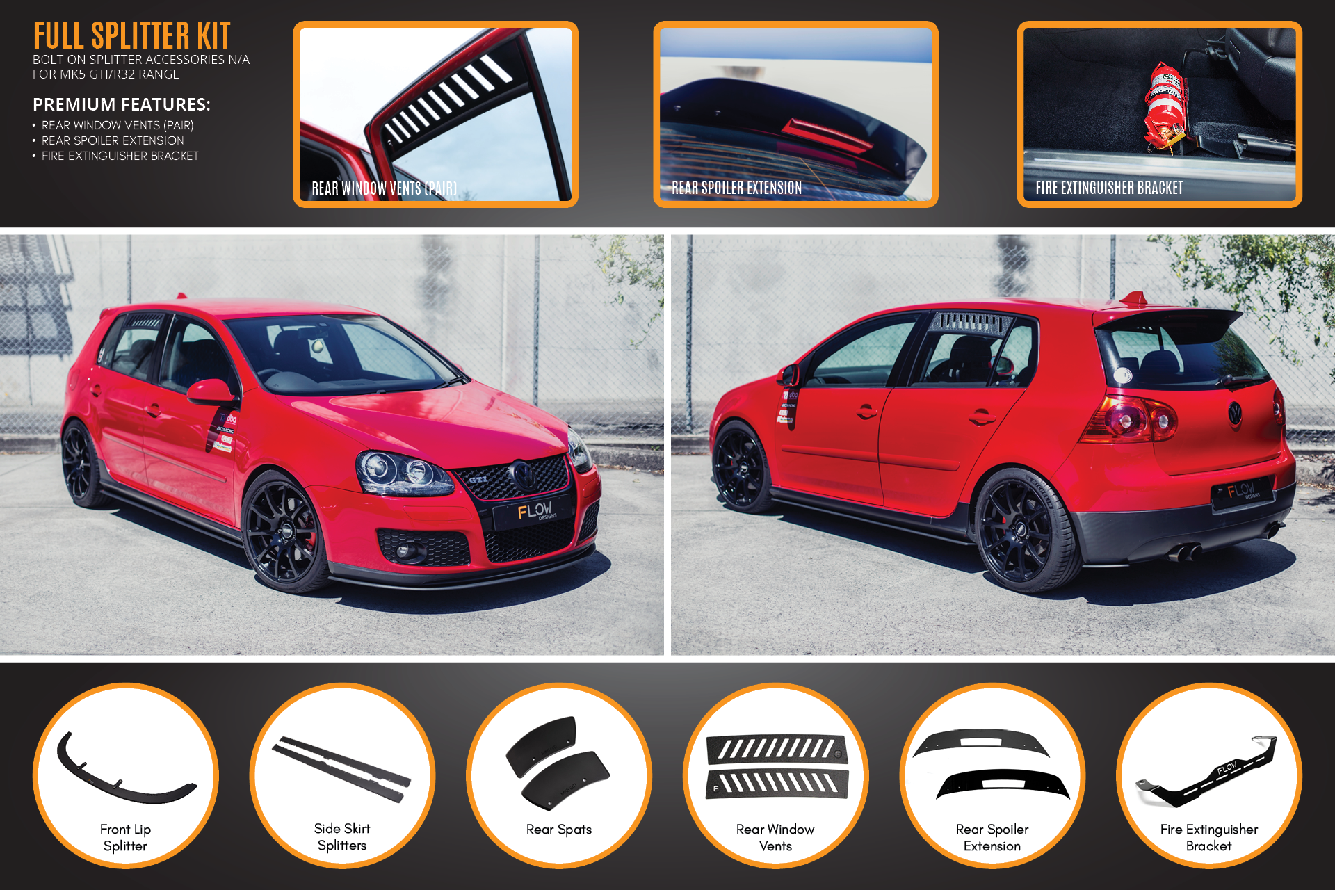 MK5 Golf GTI Full Lip Splitter Set