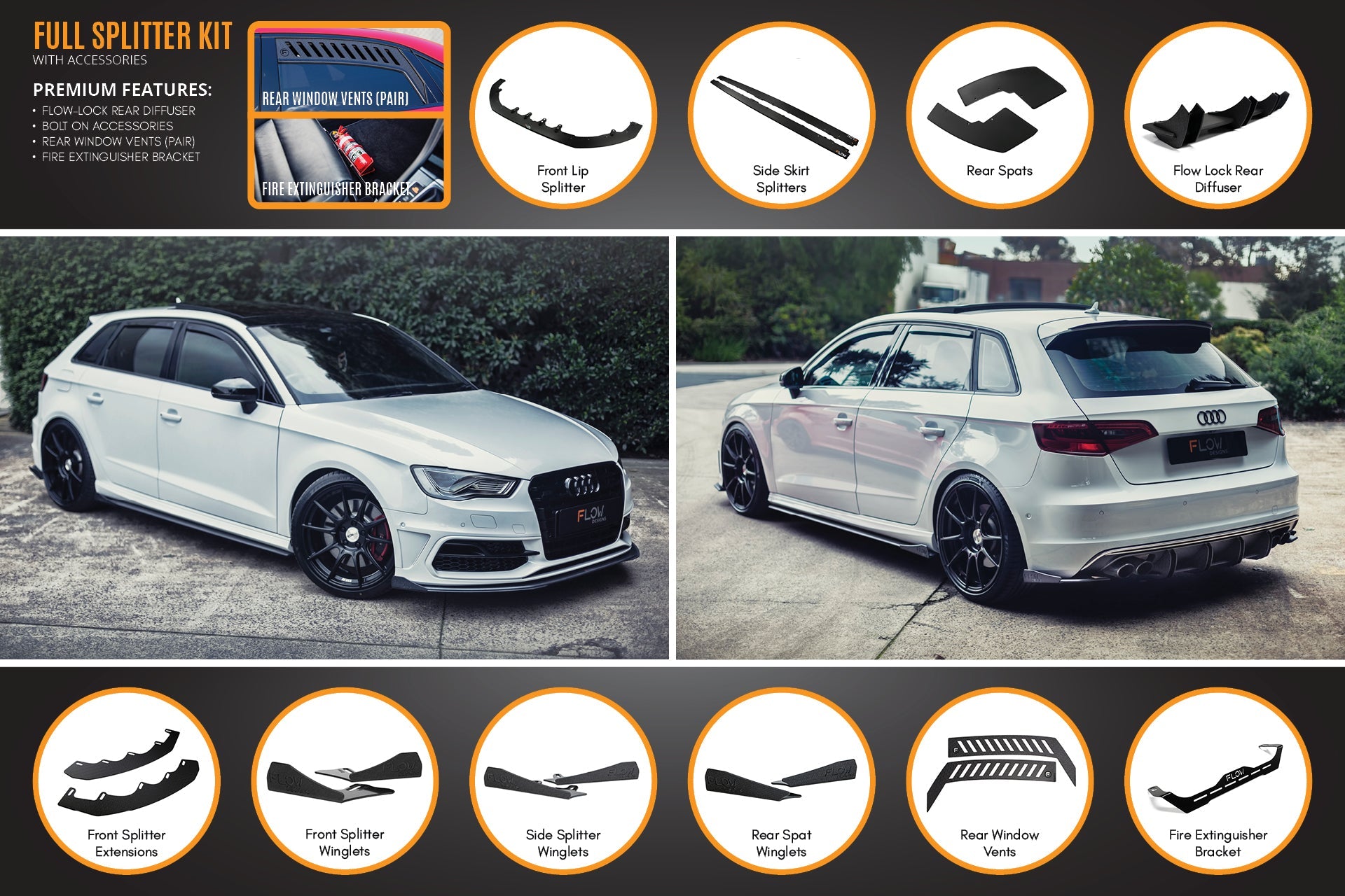 S3 8V Pre-Facelift Sportback Full Lip Splitter Set