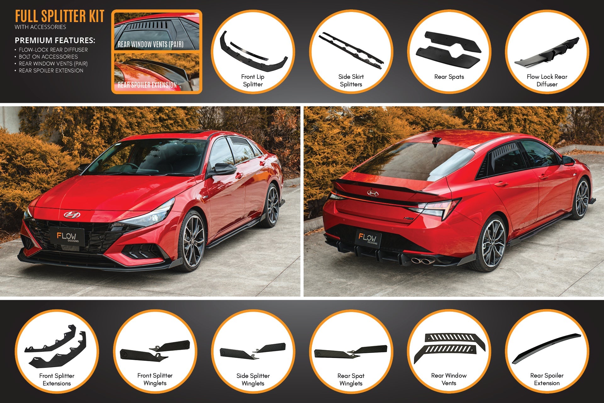 CN7 Elantra N Line Sedan 2020 Full Lip Splitter Set