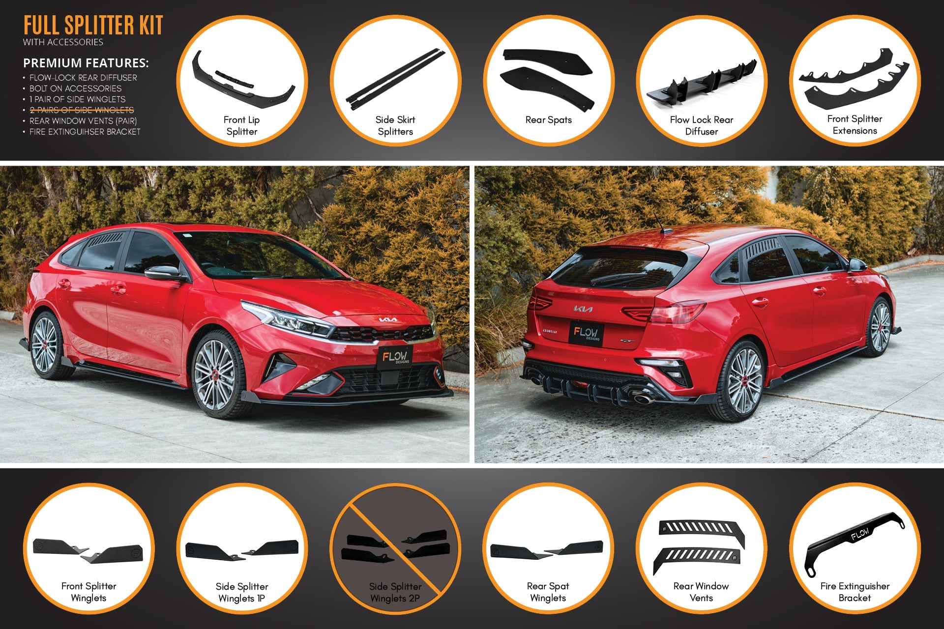 Cerato GT Hatch Facelift Full Lip Splitter Set