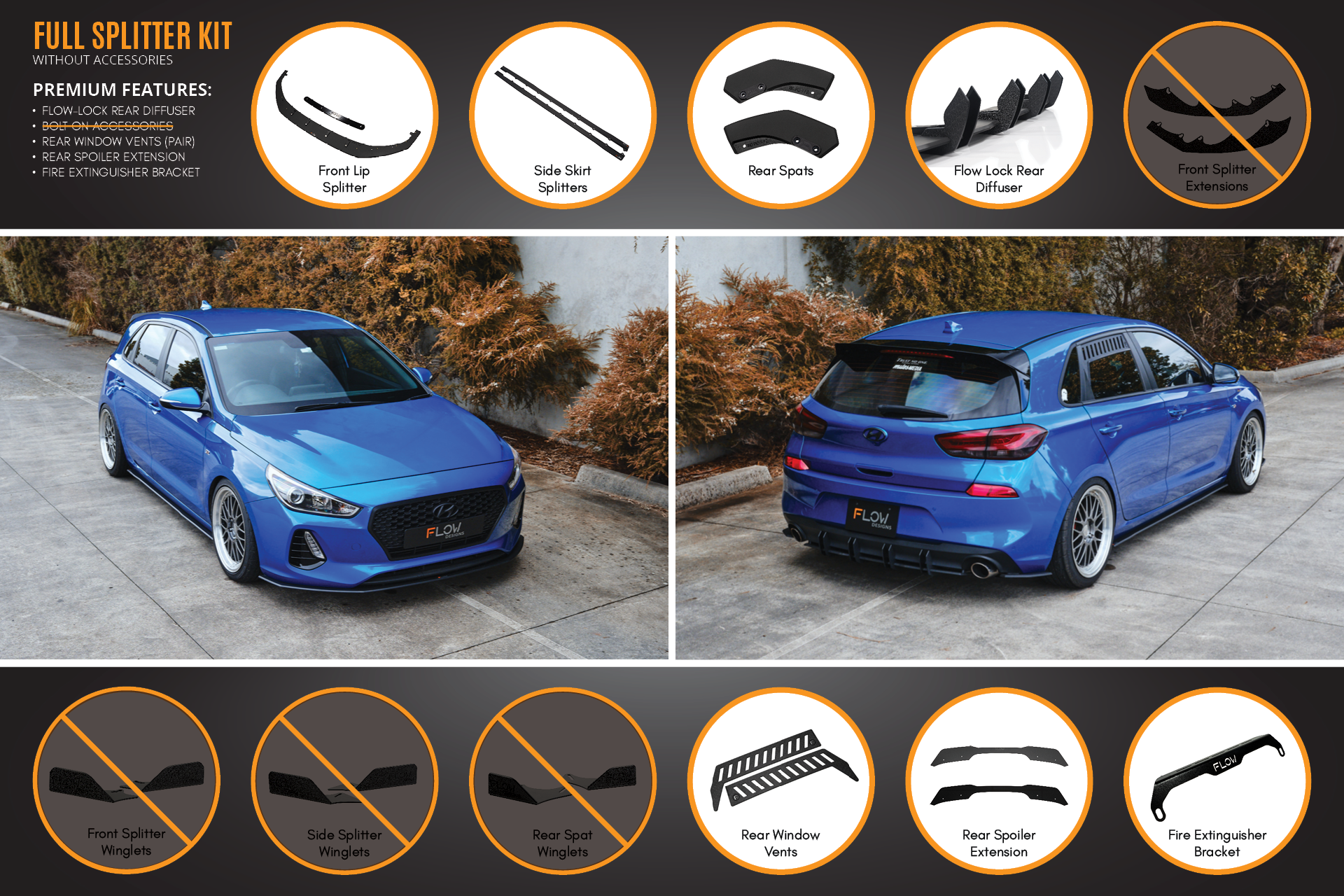 i30 SR Hatch (2017-2018) Full Lip Splitter Set