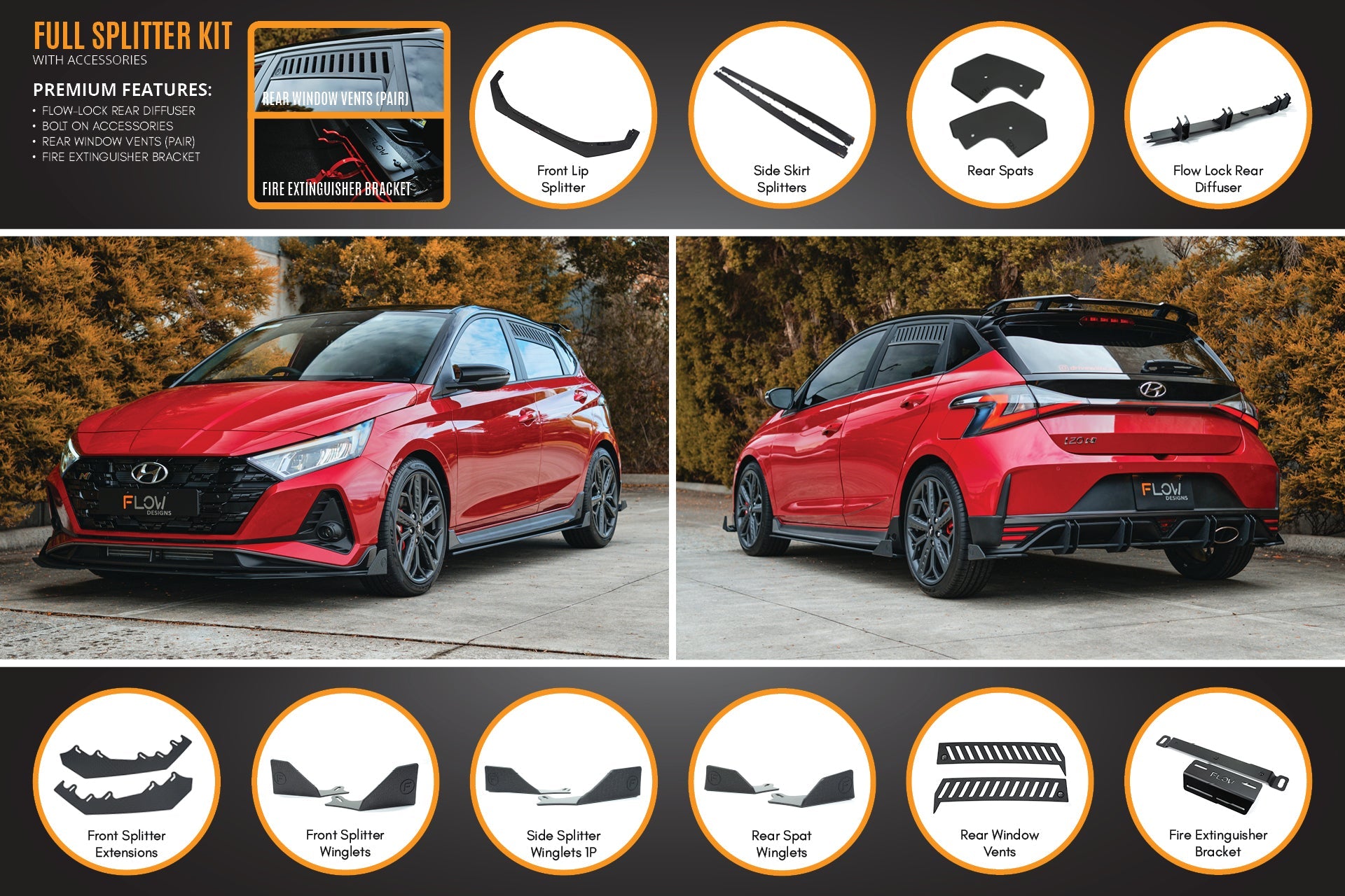 i20 N BC3 Pre-Facelift Full Lip Splitter Set