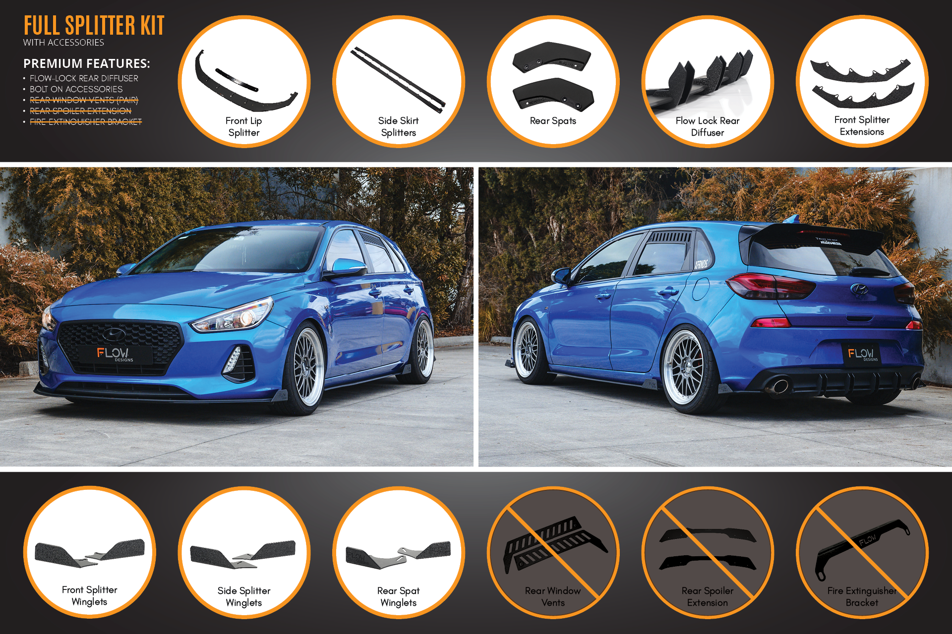 i30 SR Hatch (2017-2018) Full Lip Splitter Set